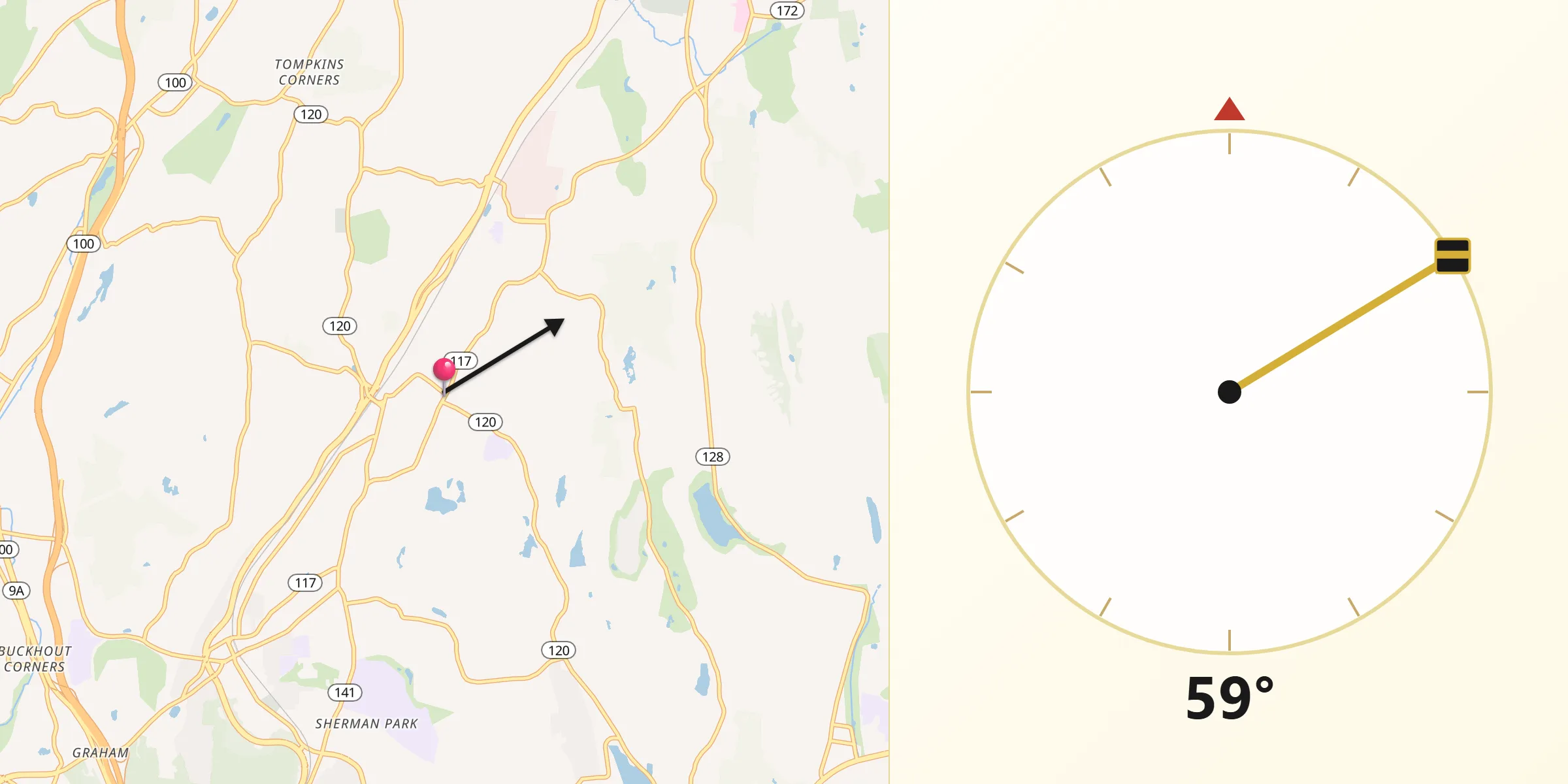 Qibla Direction from Chappaqua
