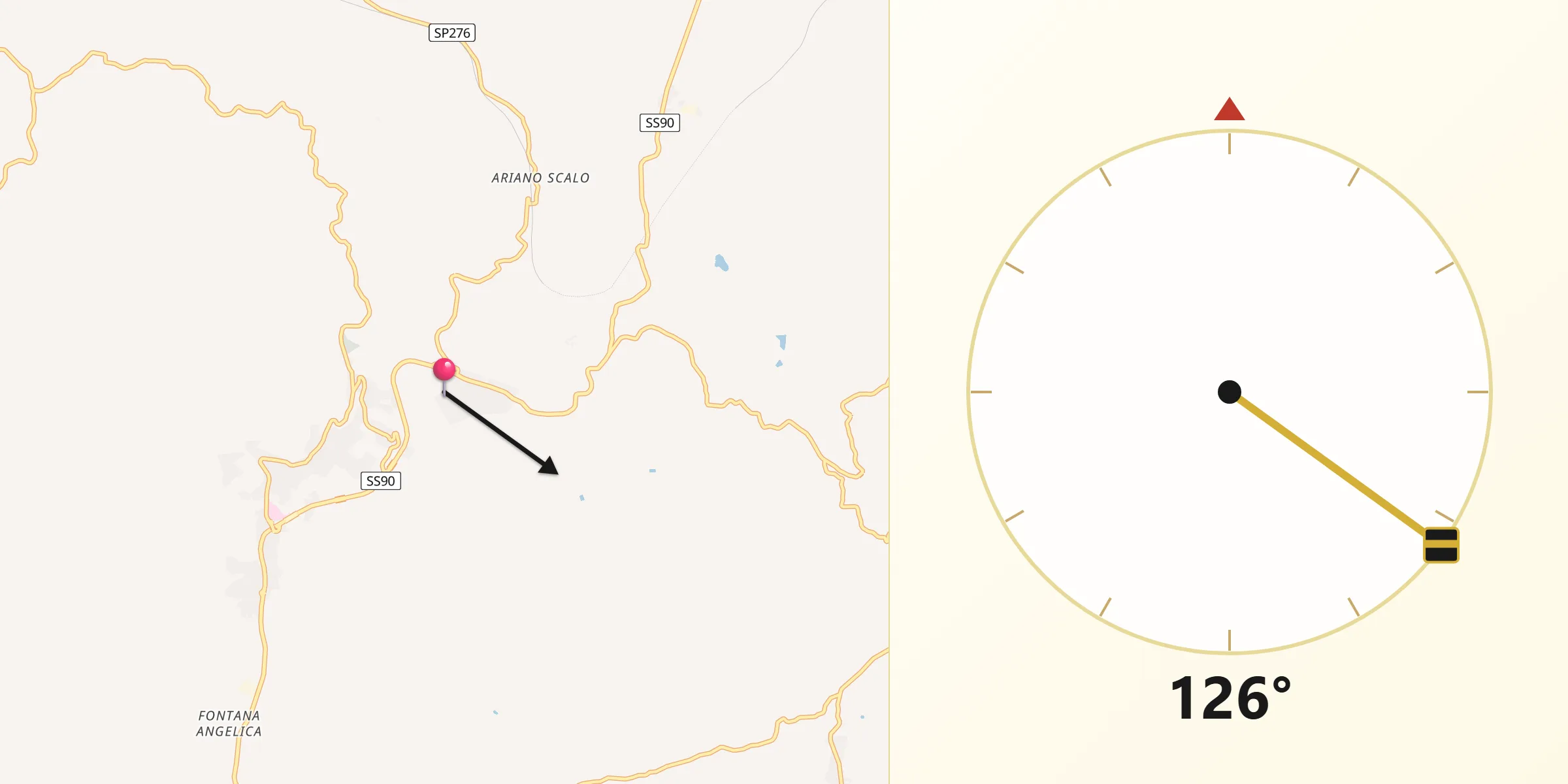 Direzione della Qibla da Ariano Irpino-Martiri