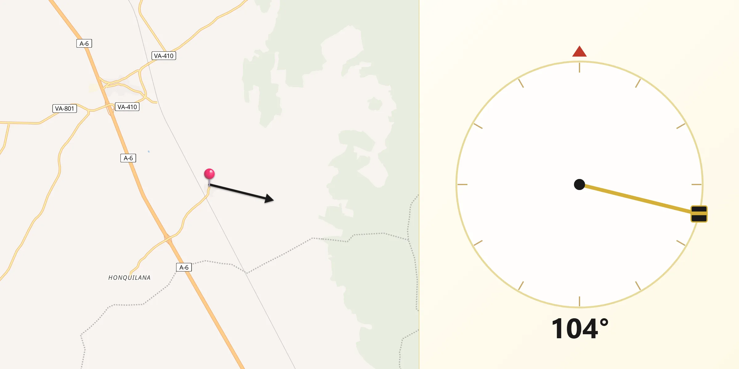 Dirección de la Qibla desde San Pablo de la Moraleja