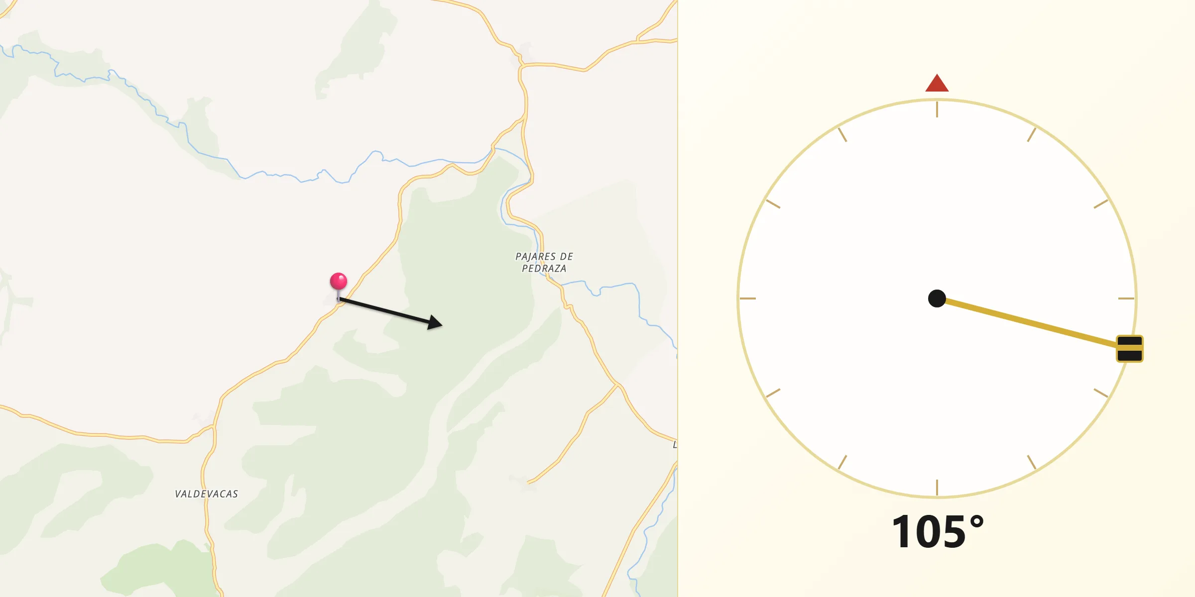 Dirección de la Qibla desde Arevalillo de Cega