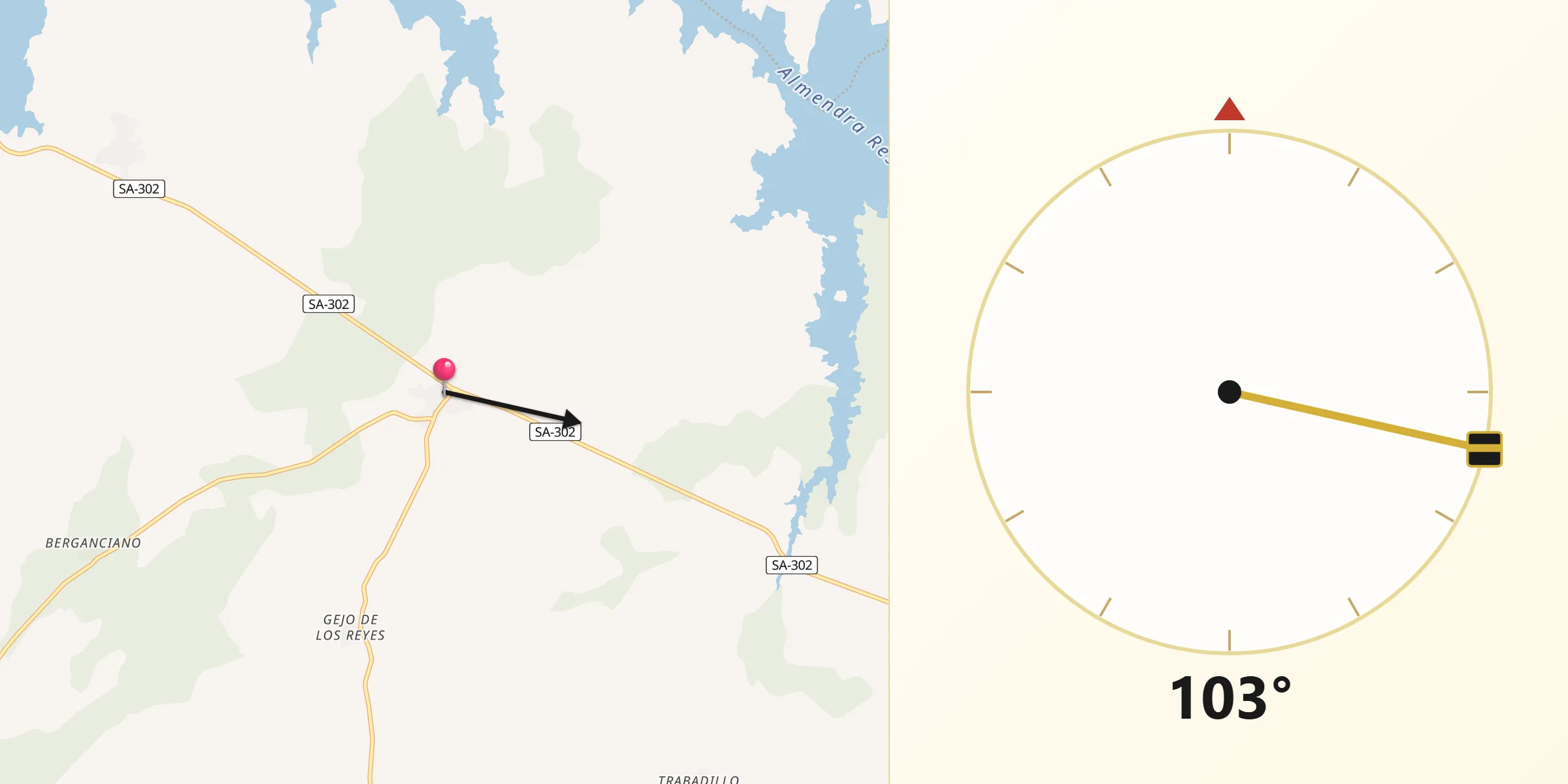 Dirección de la Qibla desde Villaseco de los Reyes
