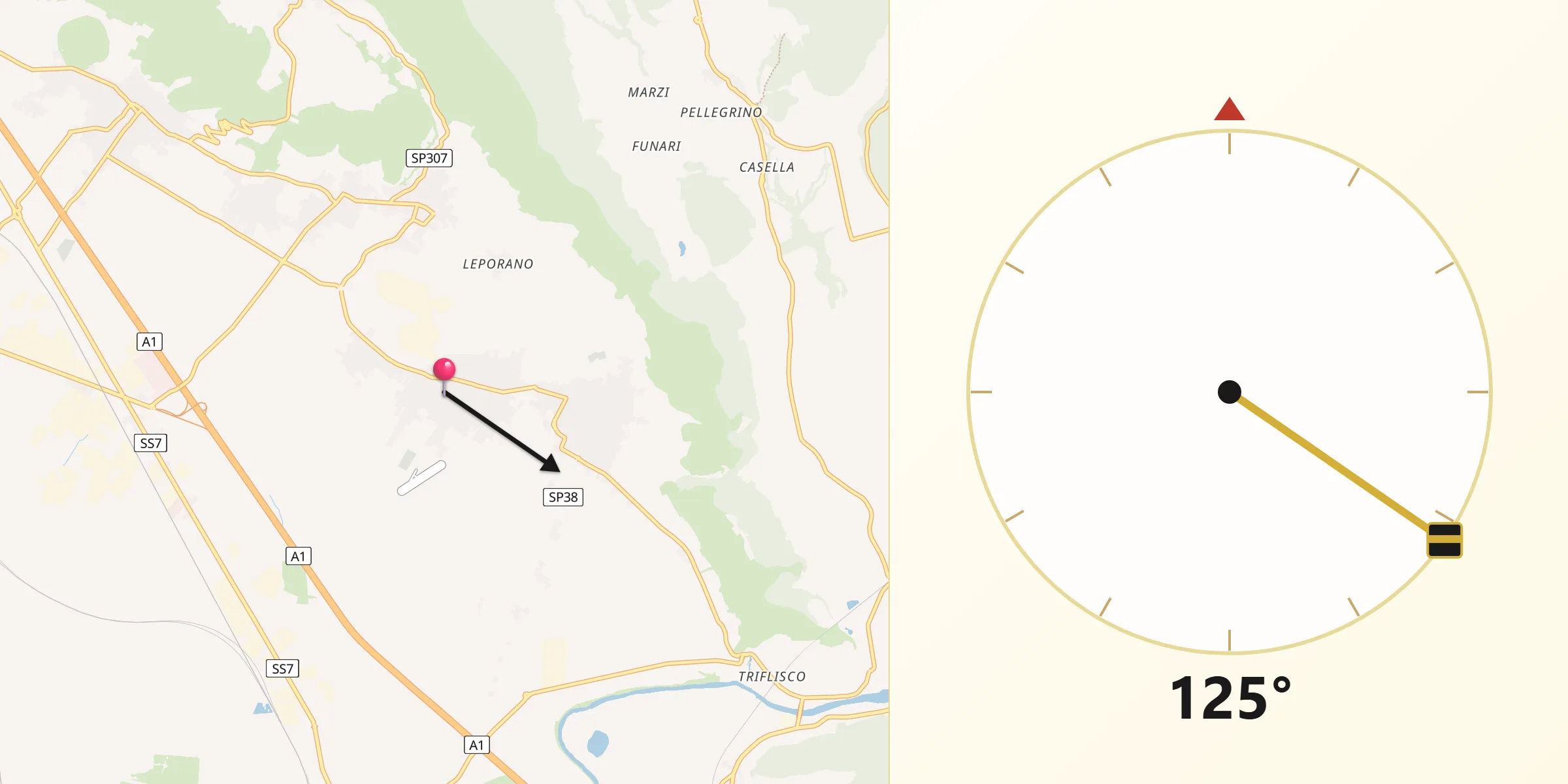 Direzione della Qibla da Vitulazio