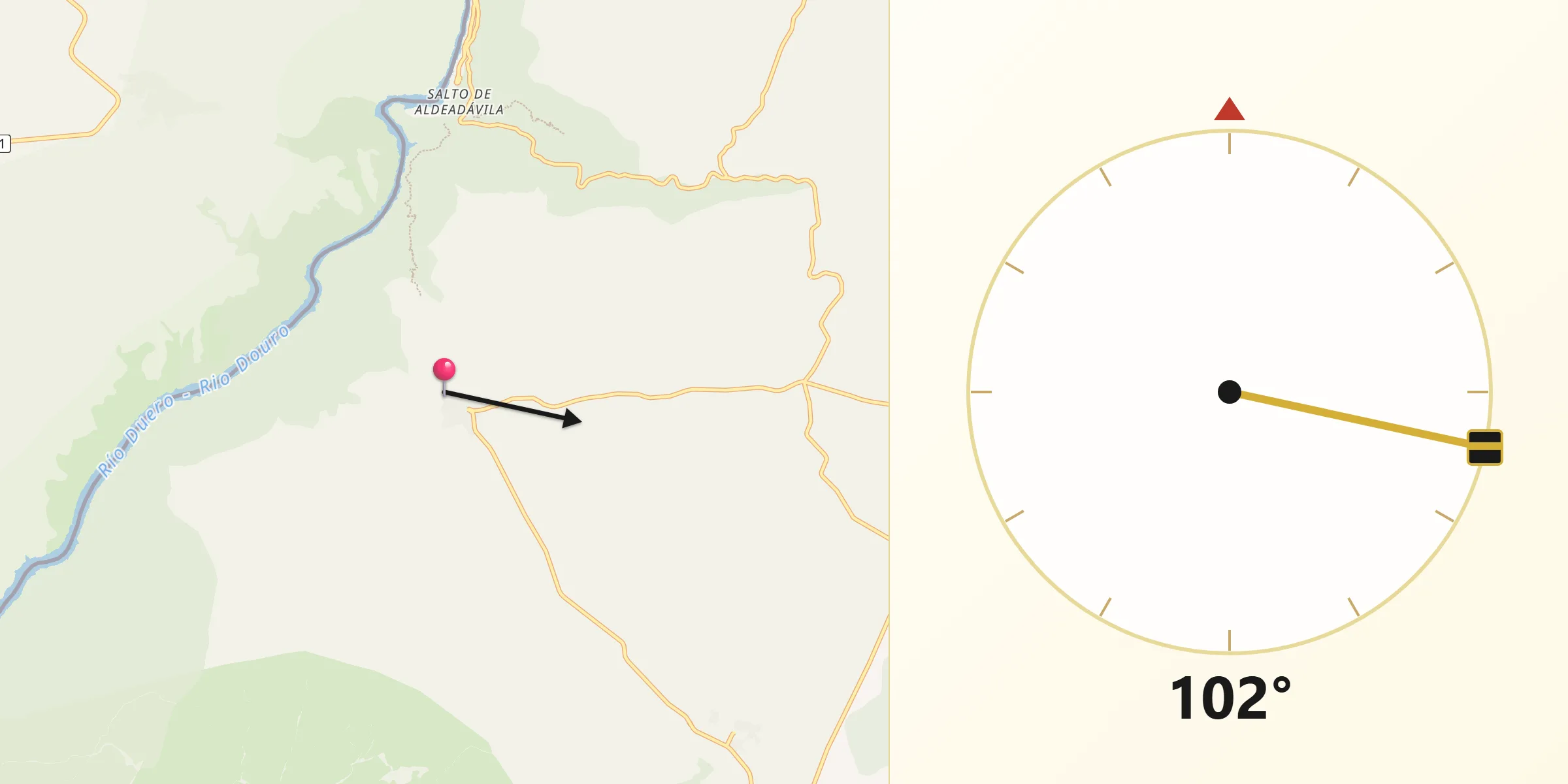 Dirección de la Qibla desde Mieza