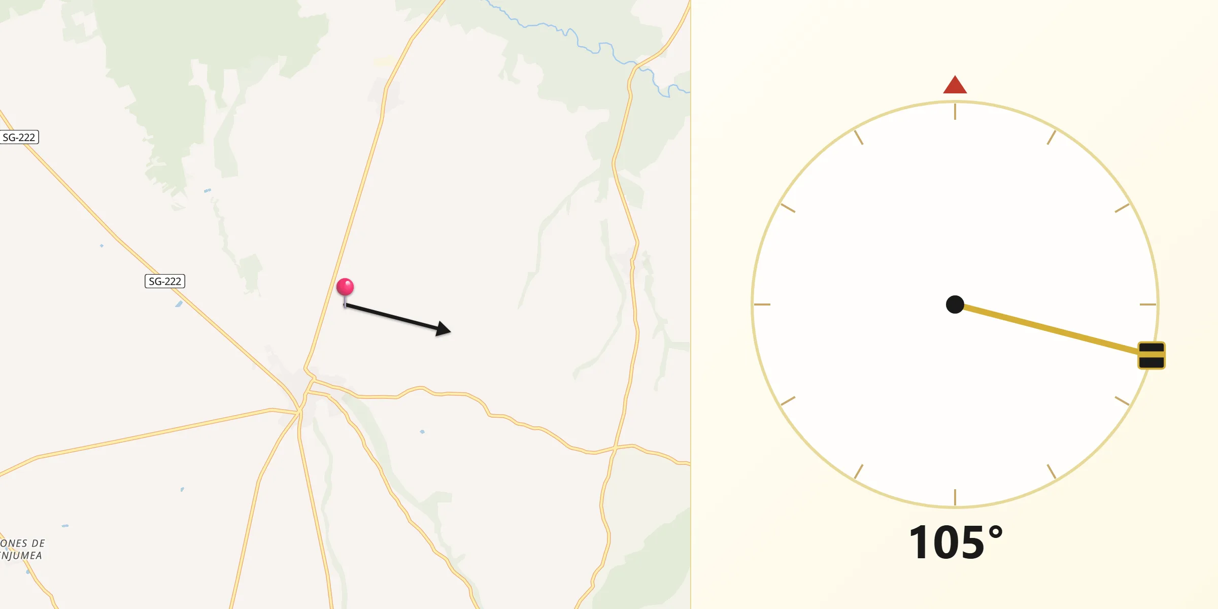 Dirección de la Qibla desde Provincia de Segovia