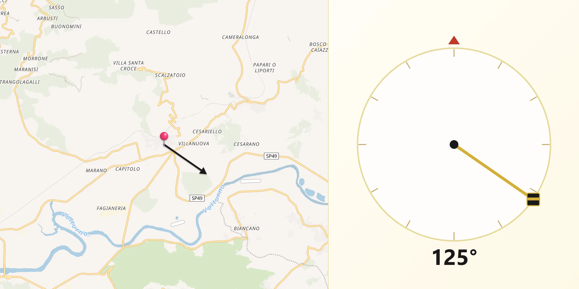 Direzione della Qibla da Piana di Monte Verna
