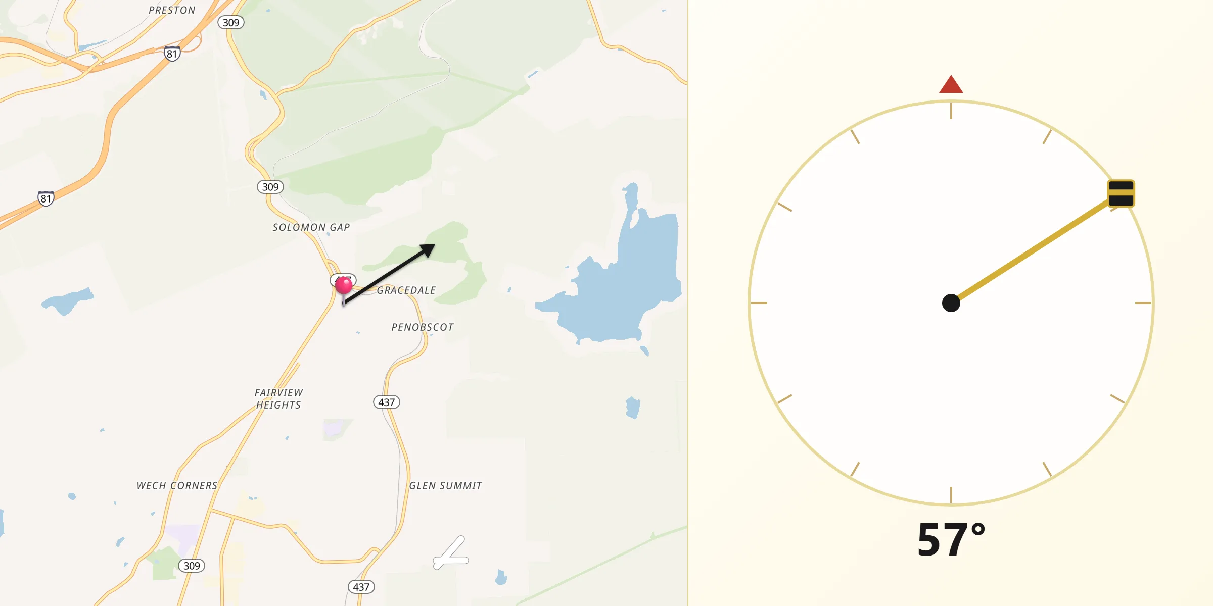 Qibla Direction from Mountain Top