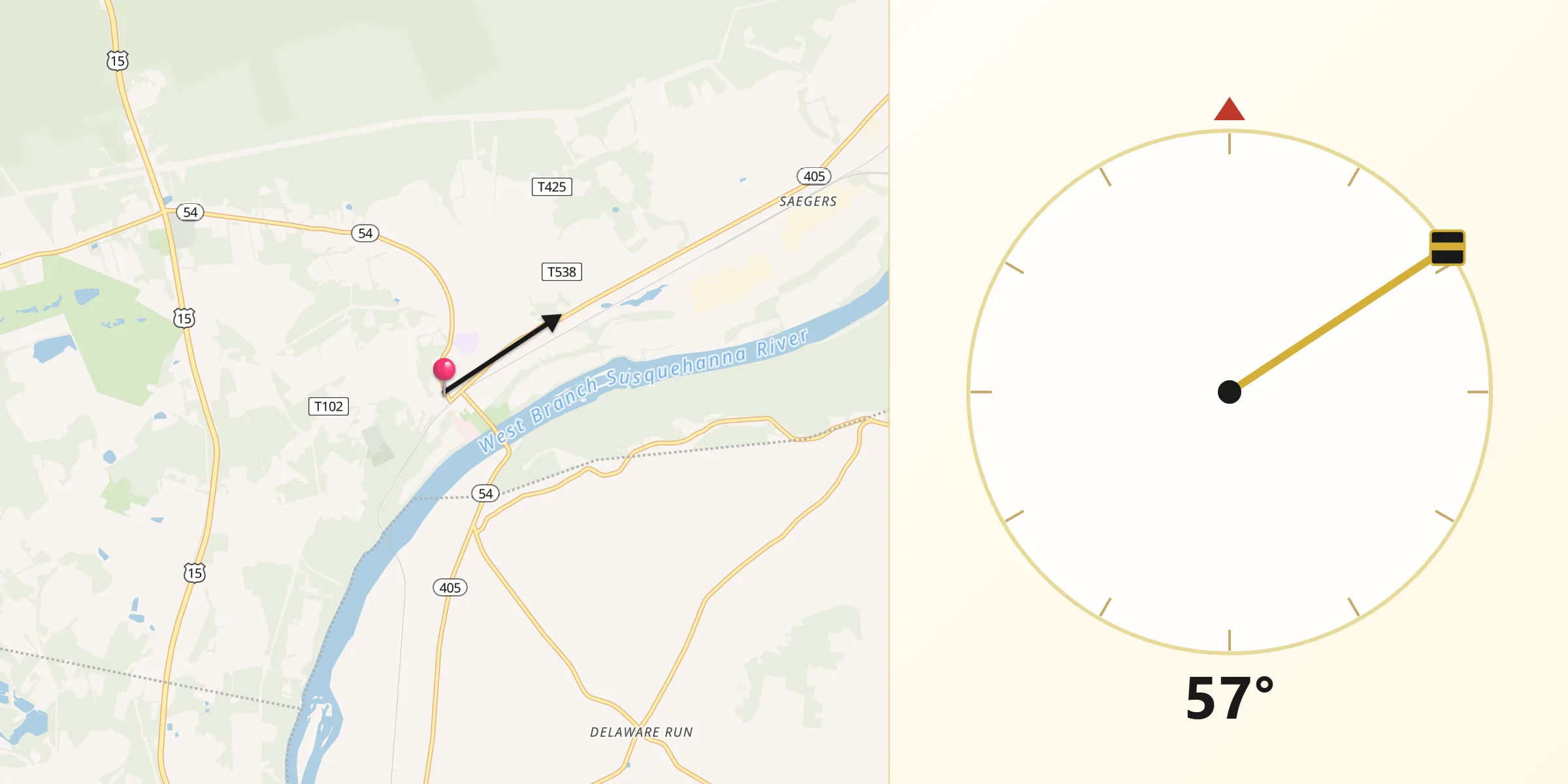 Dirección de la Qibla desde Montgomery