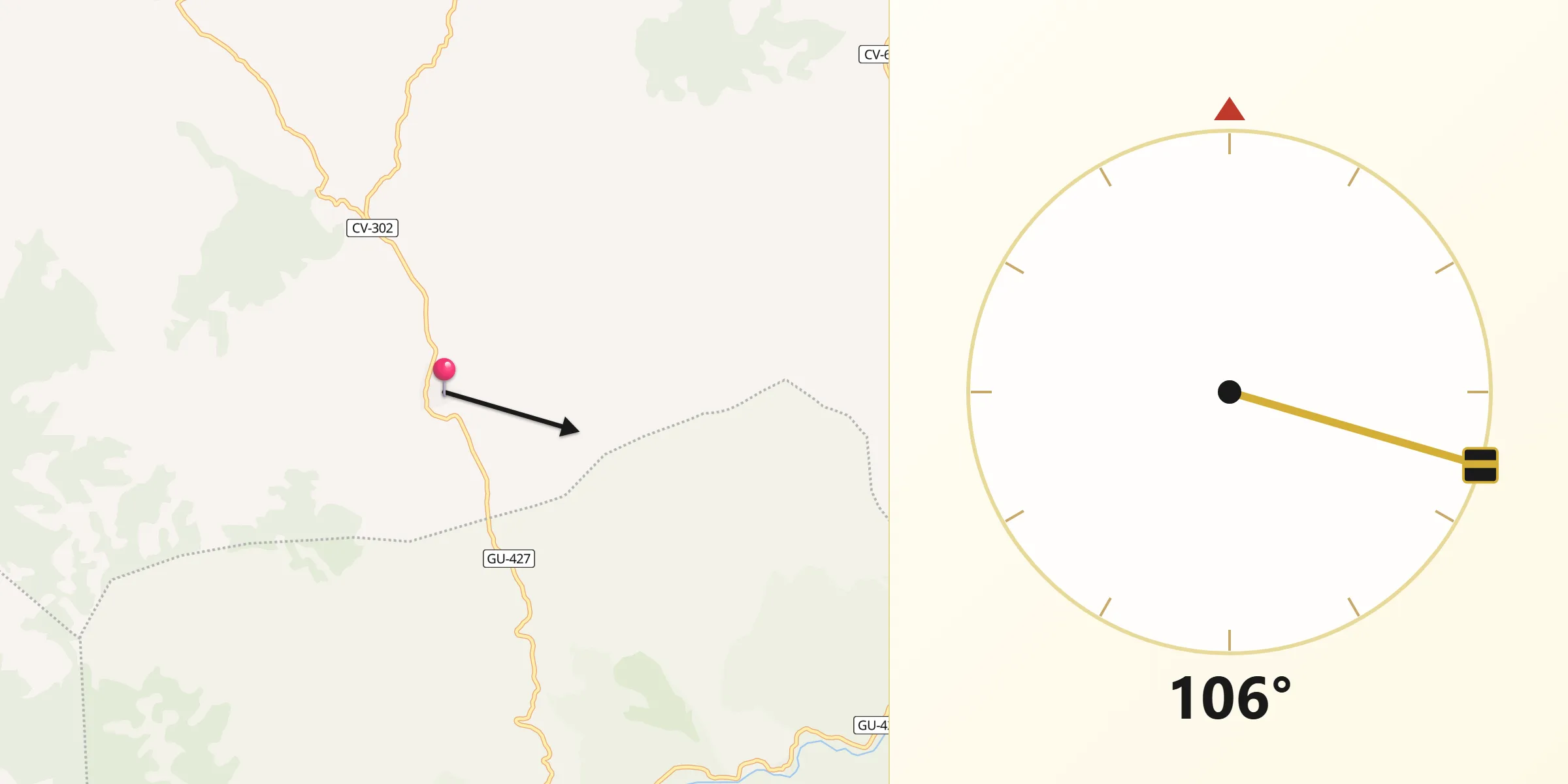 Dirección de la Qibla desde Sisamón