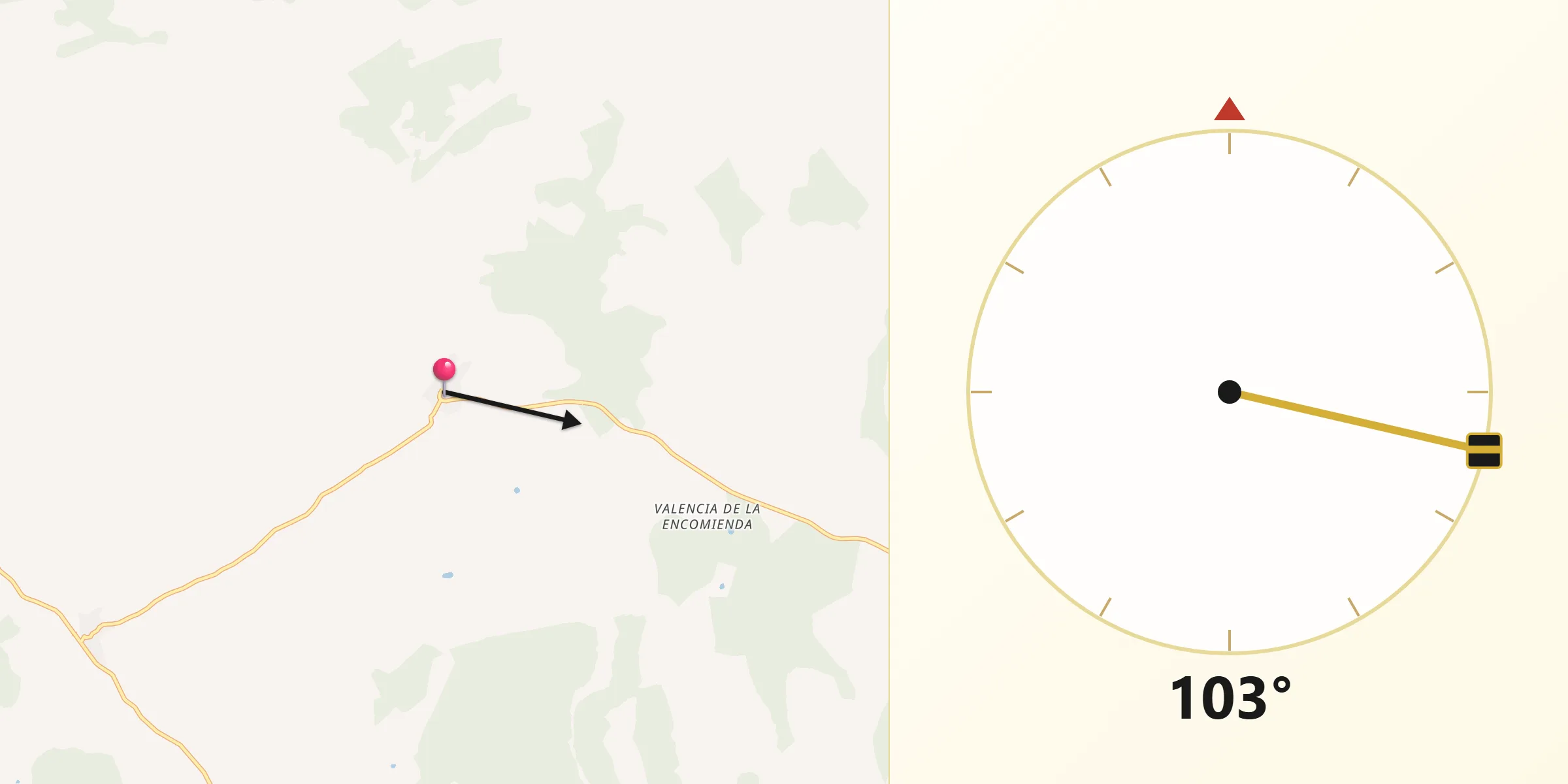 Dirección de la Qibla desde Valdelosa