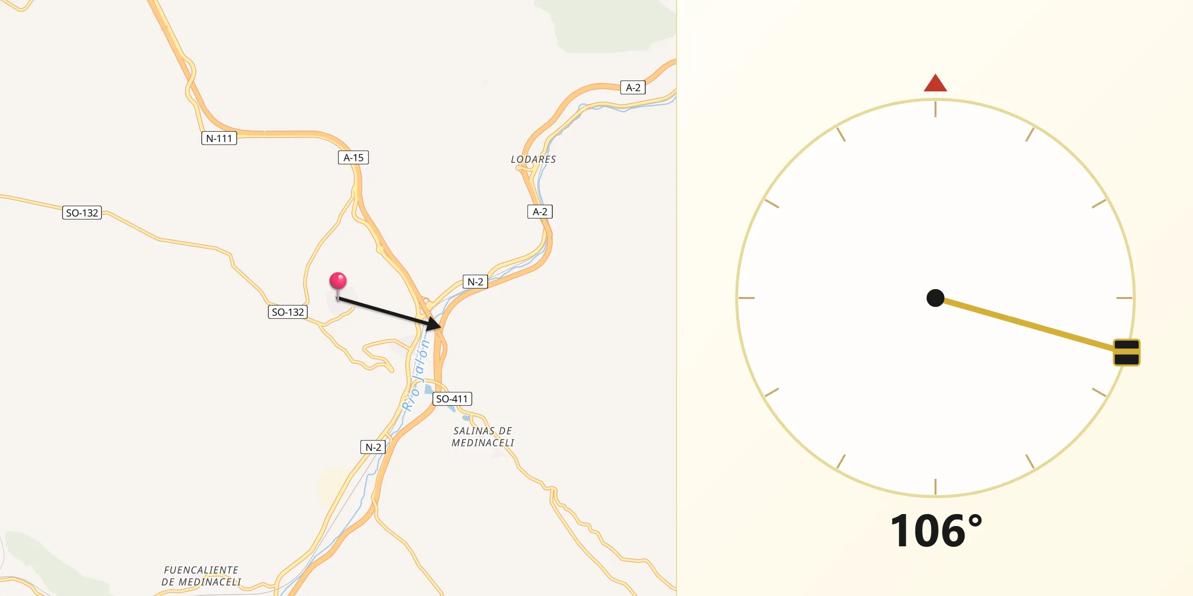 Dirección de la Qibla desde Medinaceli