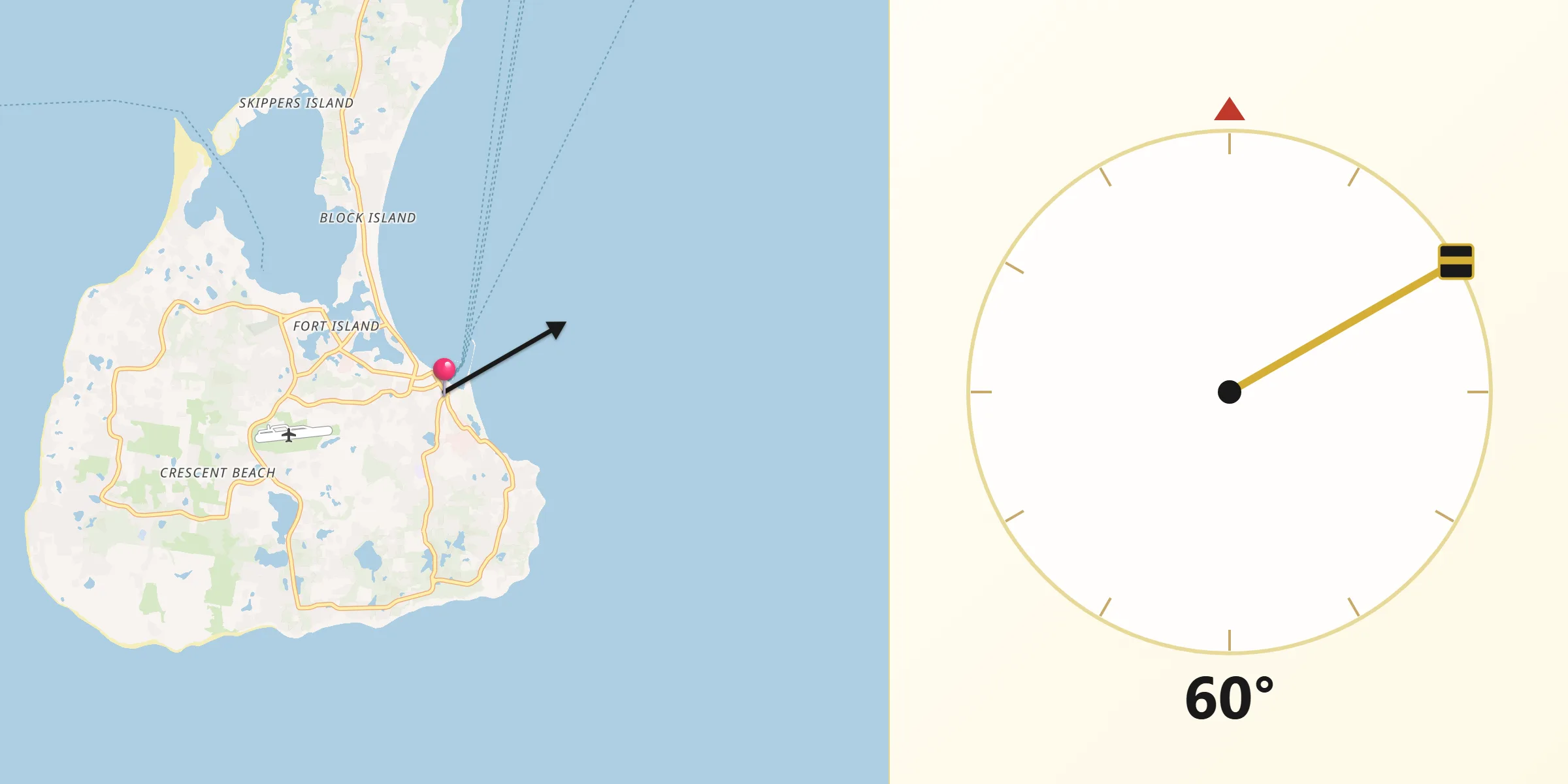 Qibla Direction from New Shoreham
