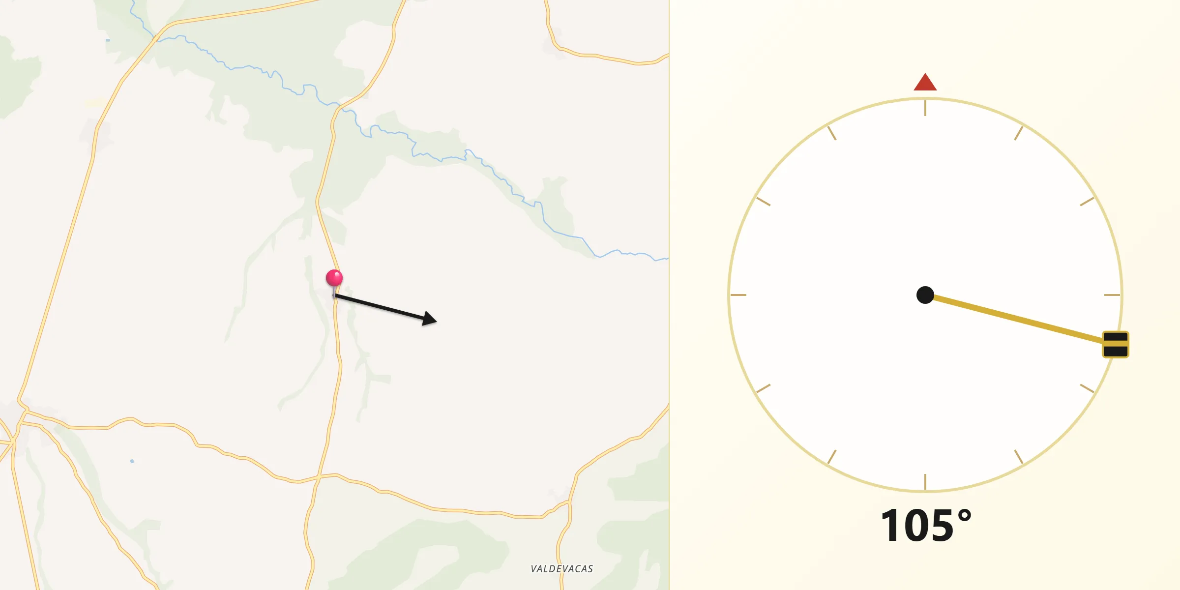 Dirección de la Qibla desde Muñoveros