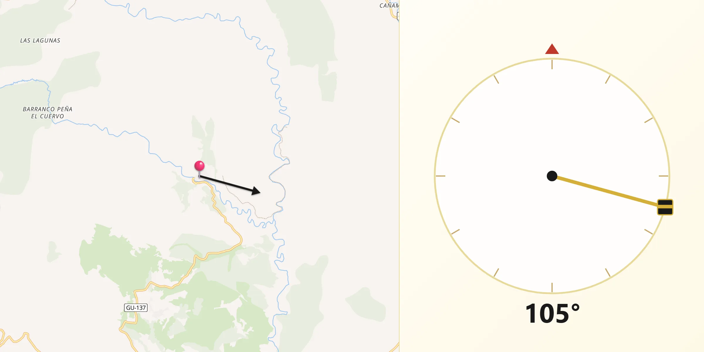 Dirección de la Qibla desde Prádena de Atienza