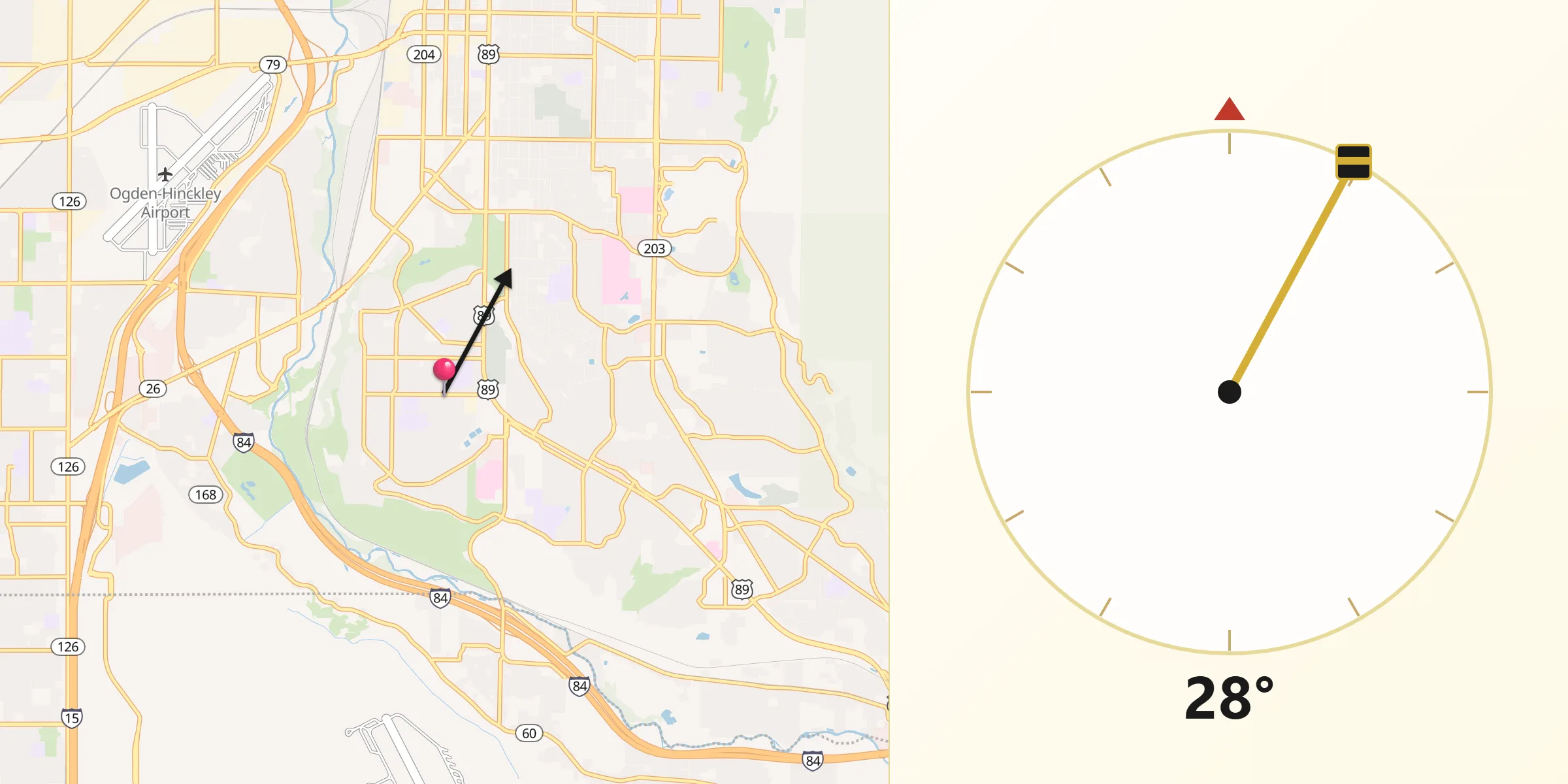 Qibla Direction from Washington Terrace