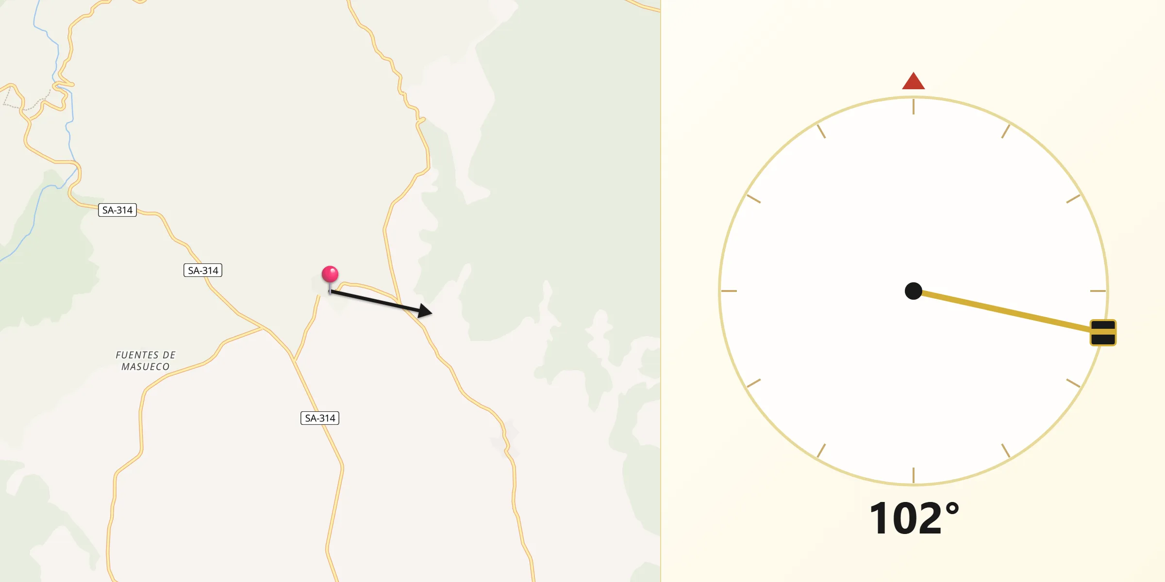 Dirección de la Qibla desde La Peña