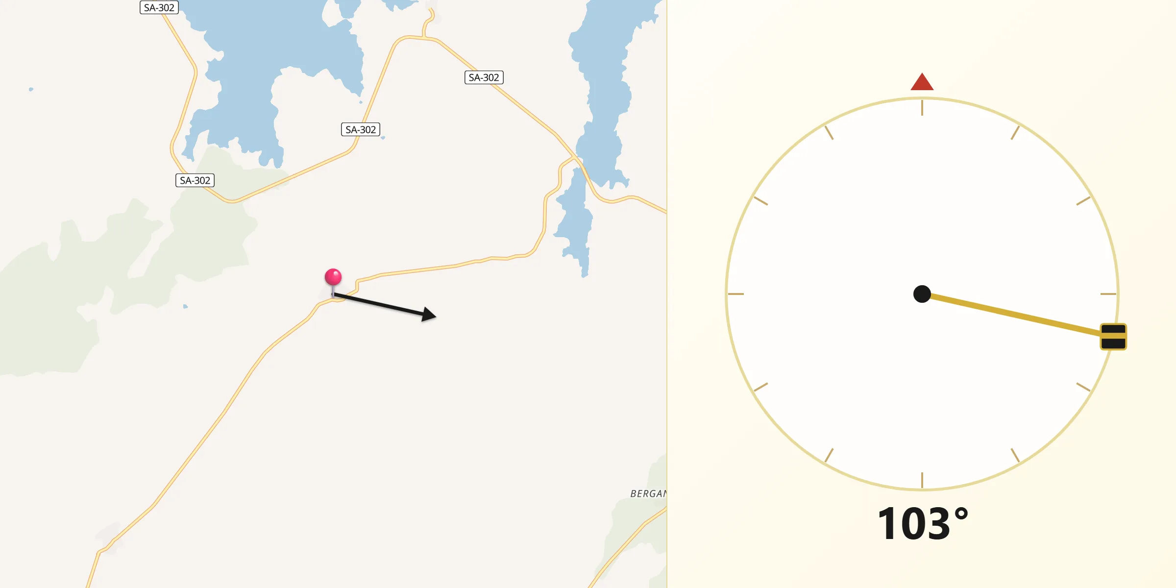 Dirección de la Qibla desde El Manzano