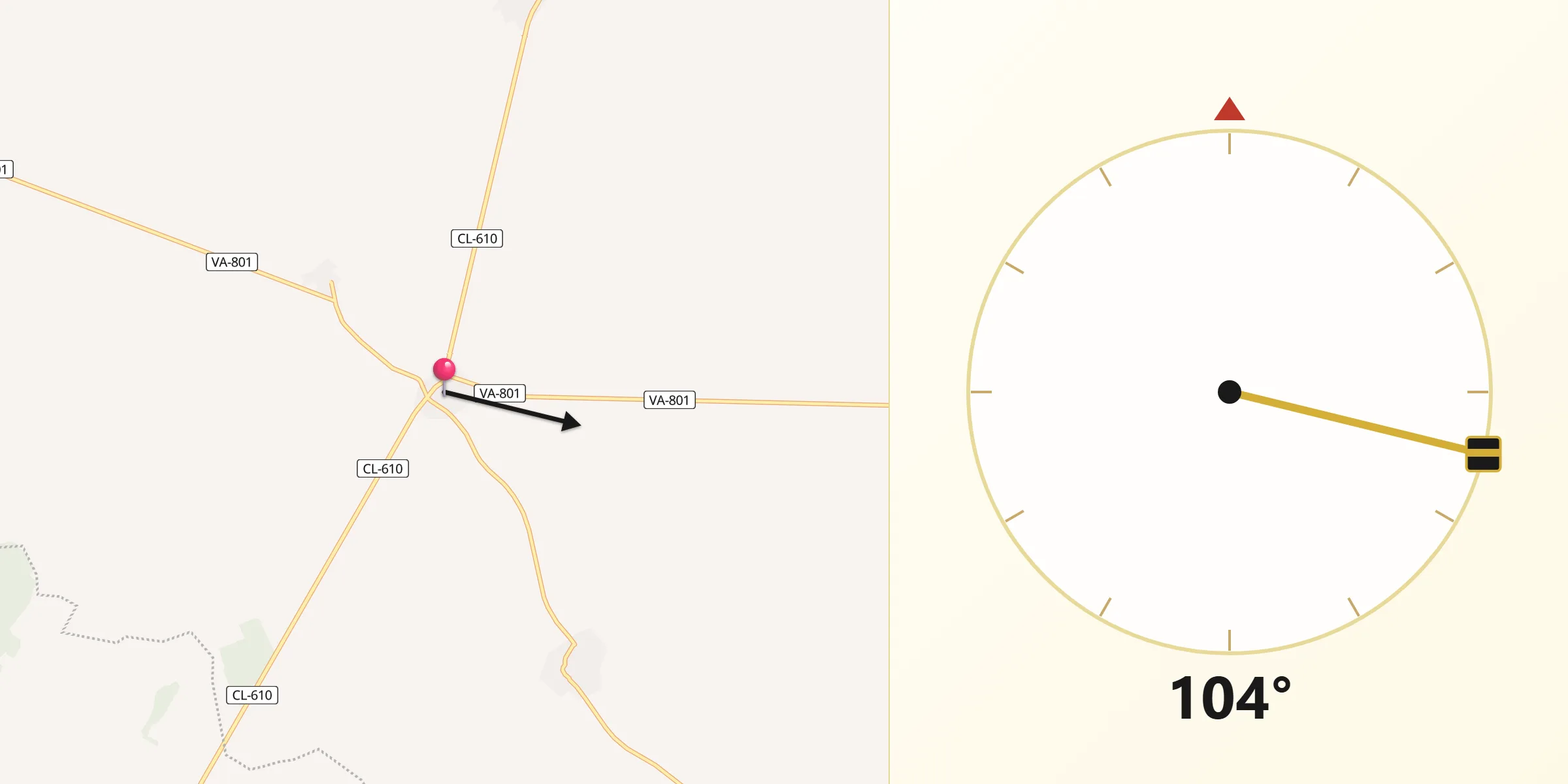 Dirección de la Qibla desde Fuente el Sol