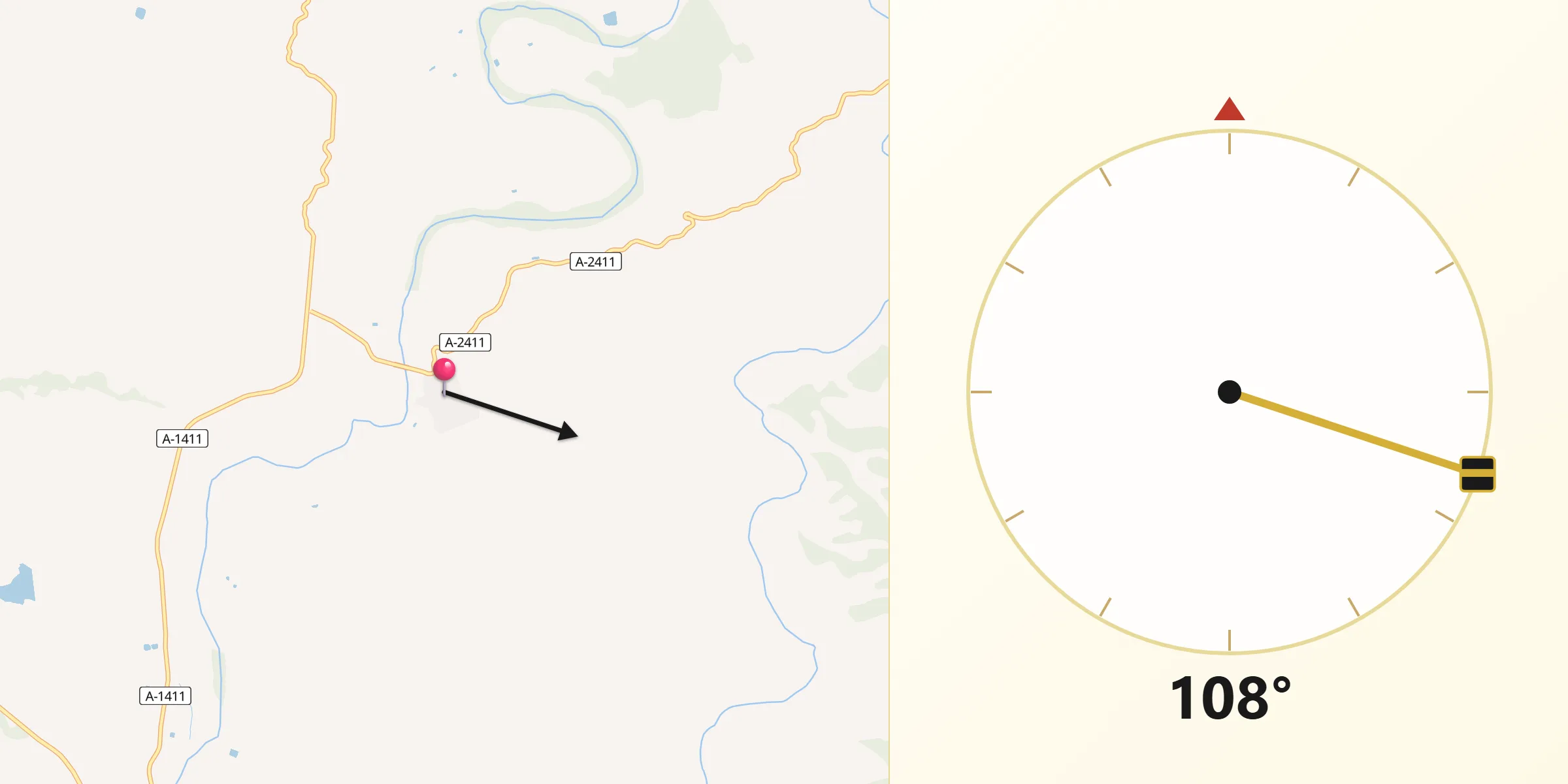 Dirección de la Qibla desde Fabara