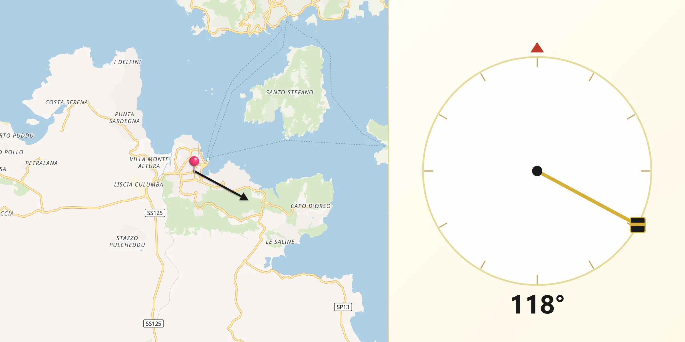 Direzione della Qibla da Palau