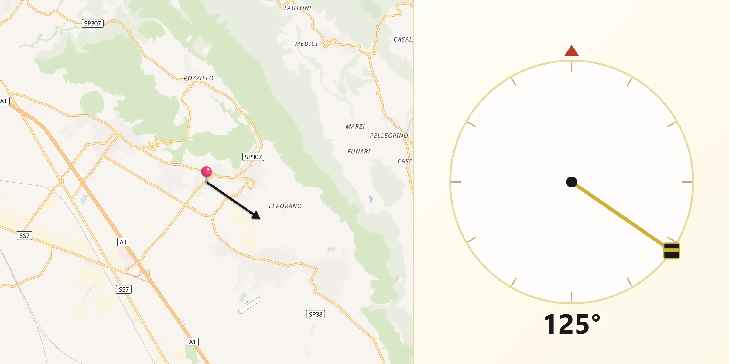 Direzione della Qibla da Pastorano