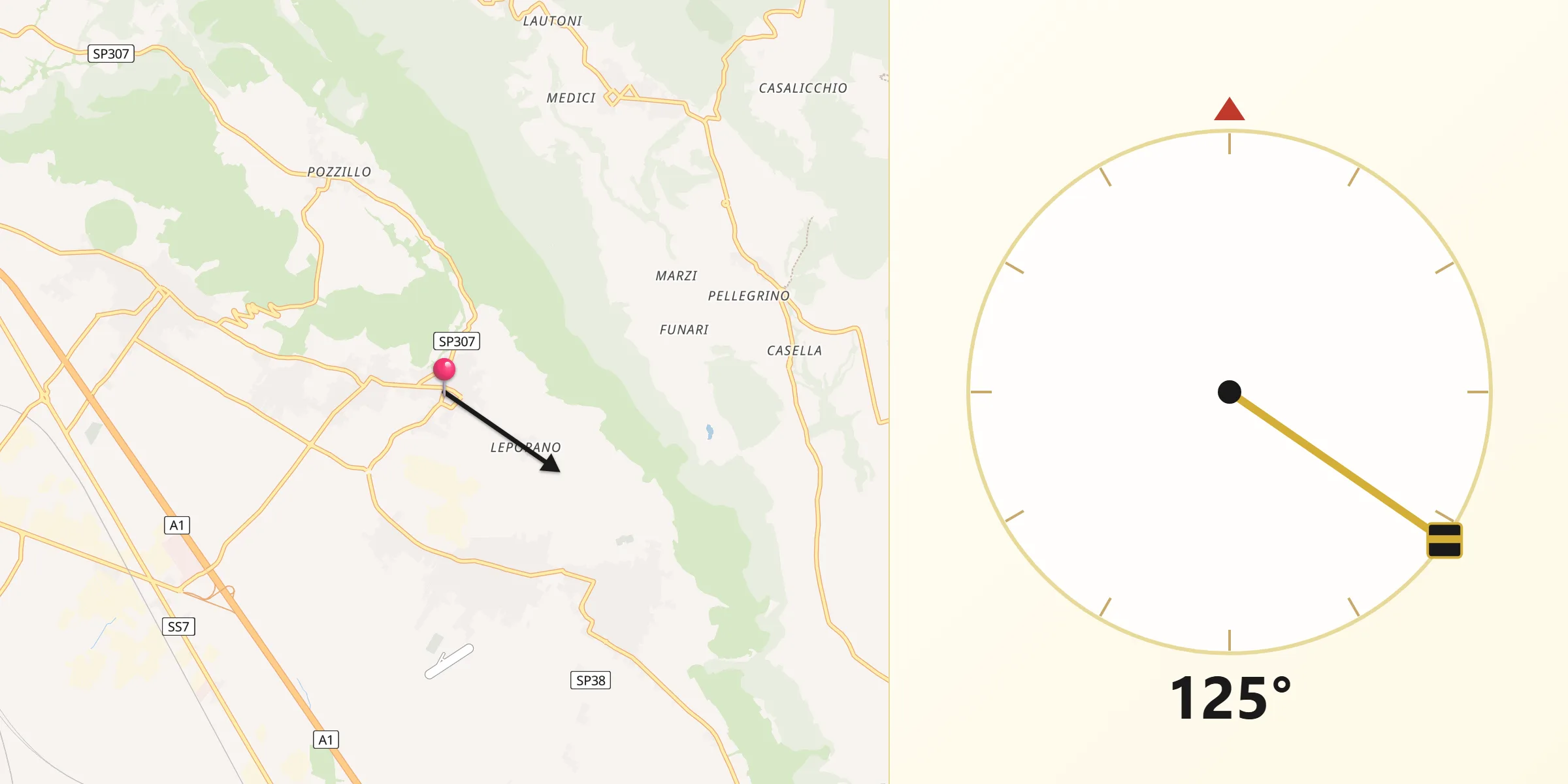 Direzione della Qibla da Camigliano