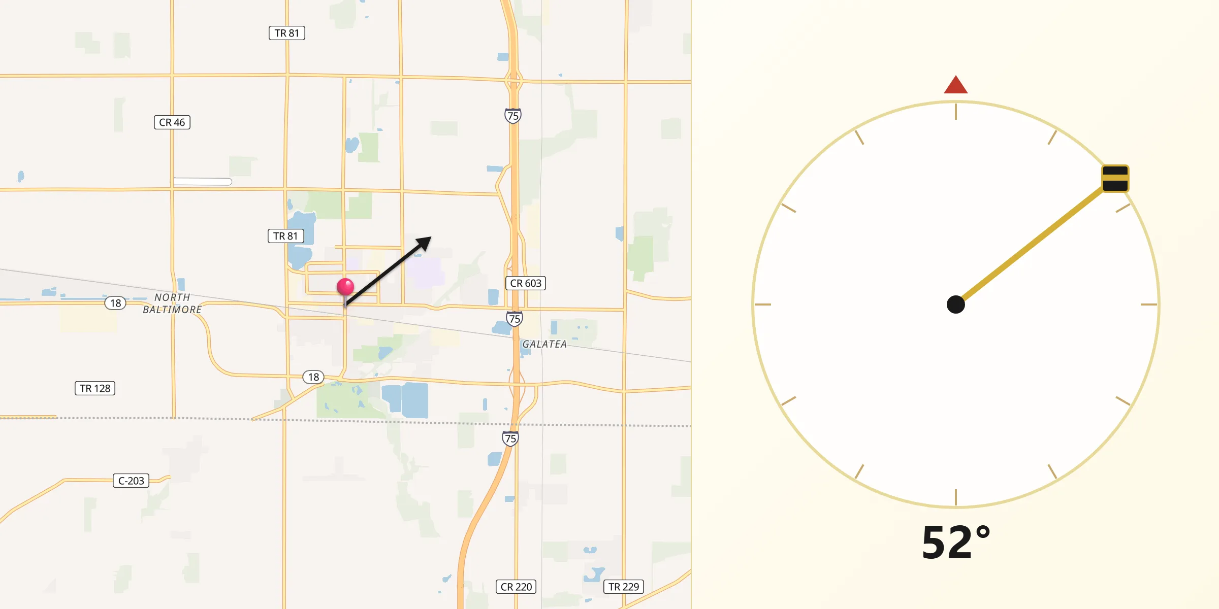 Qibla Direction from North Baltimore