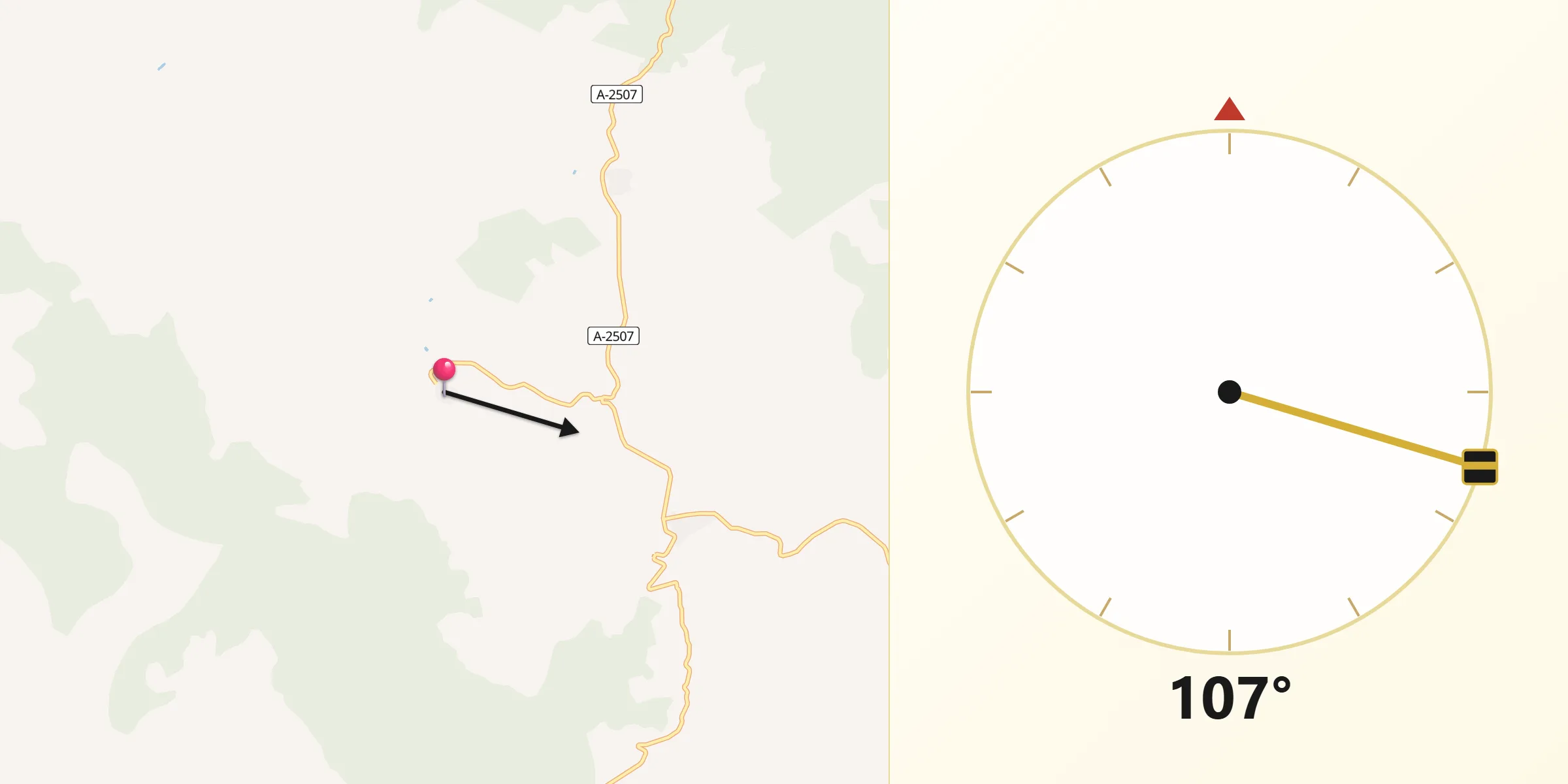 Dirección de la Qibla desde Castejón de Alarba