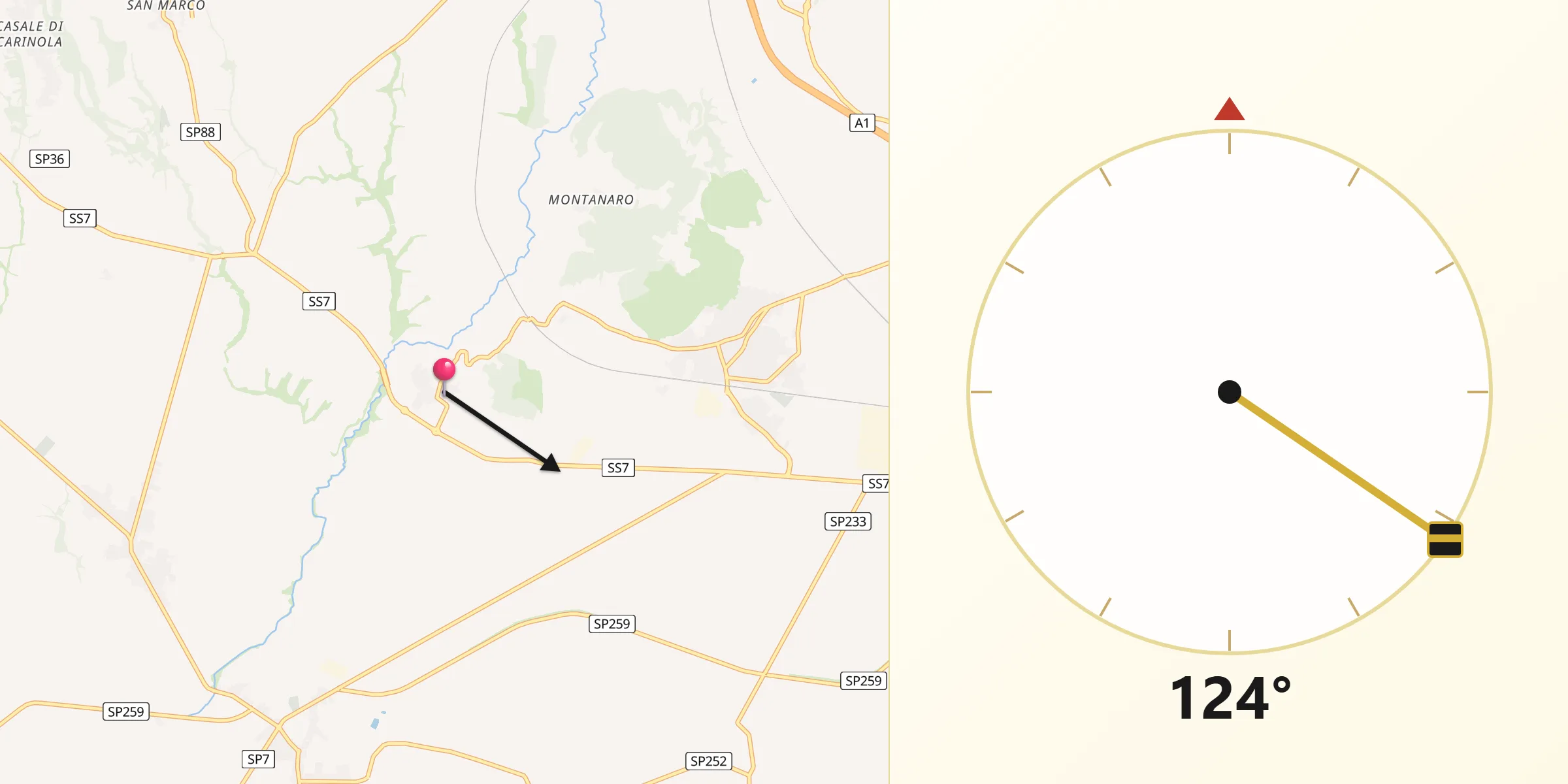 Direzione della Qibla da Francolise