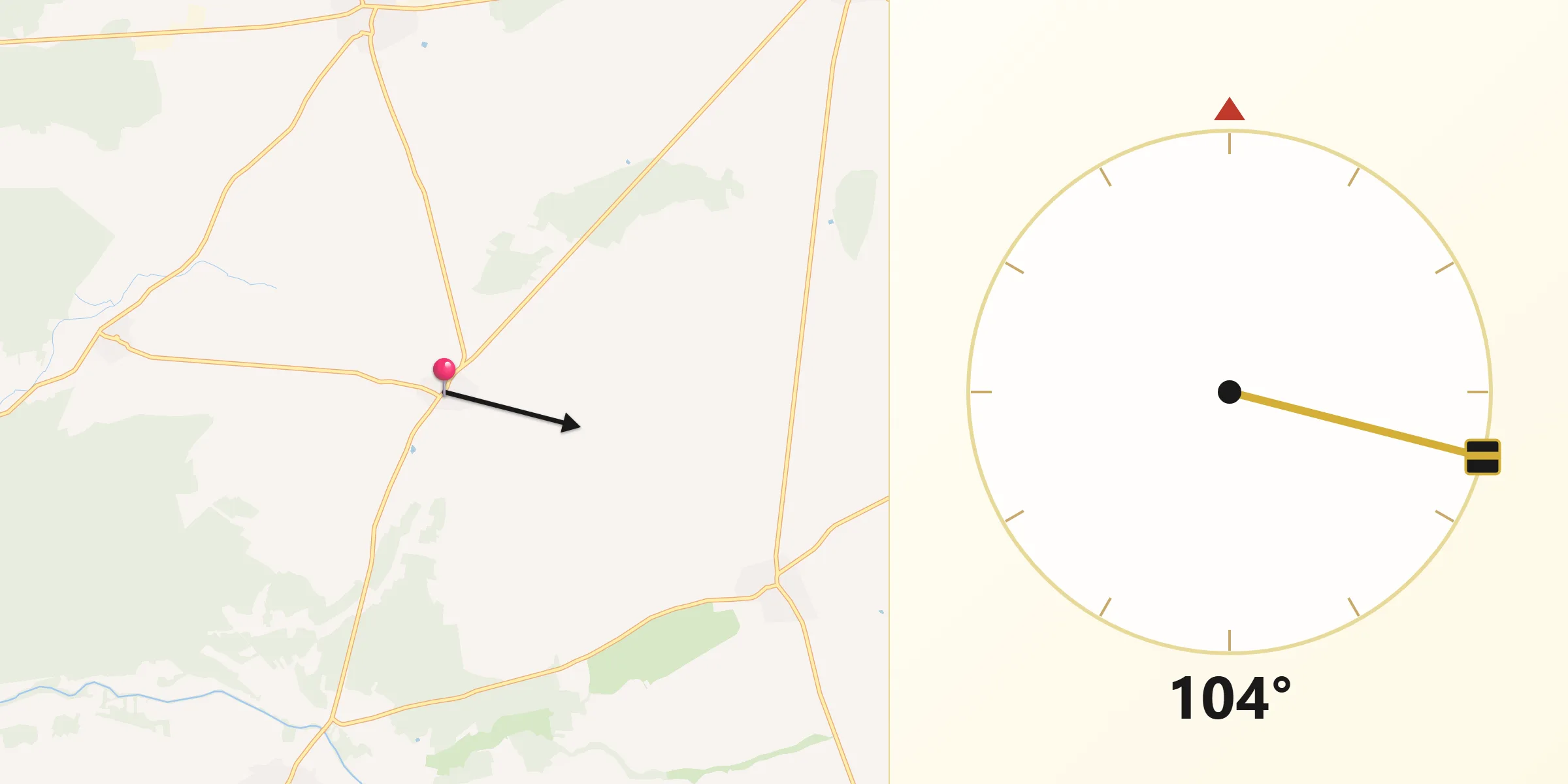 Dirección de la Qibla desde Aldea Real