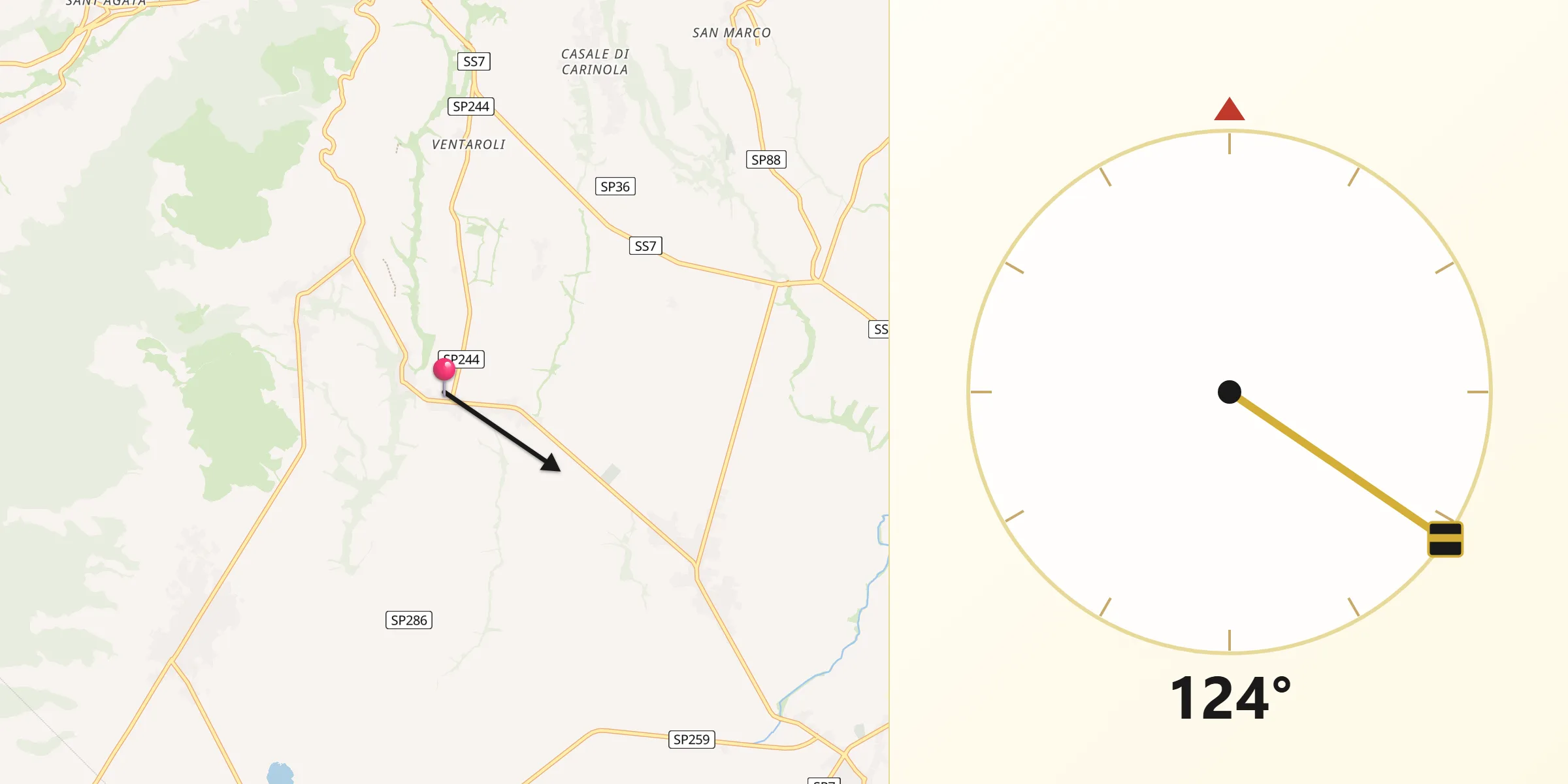 Direzione della Qibla da Carinola