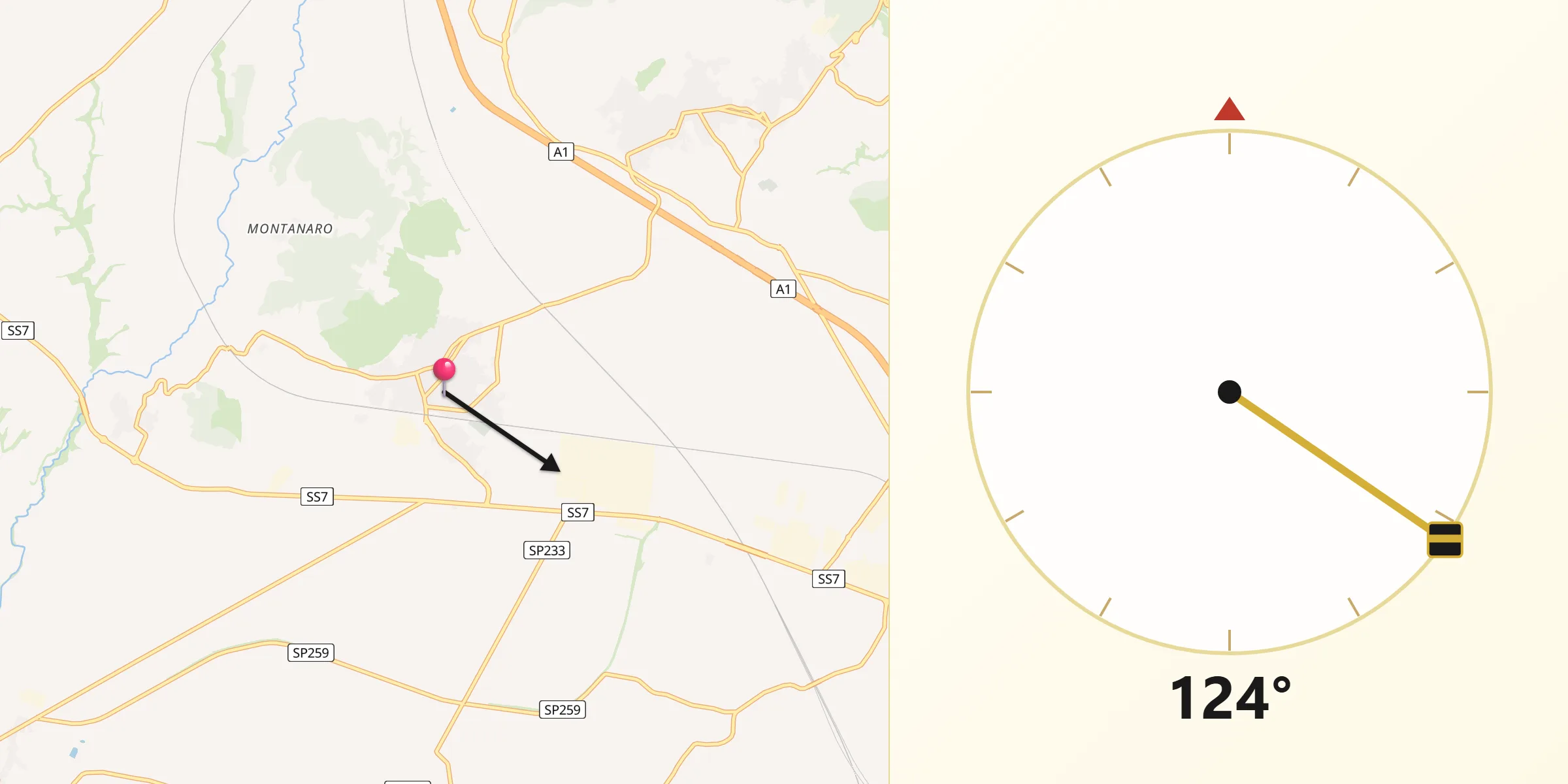 Direzione della Qibla da Sparanise