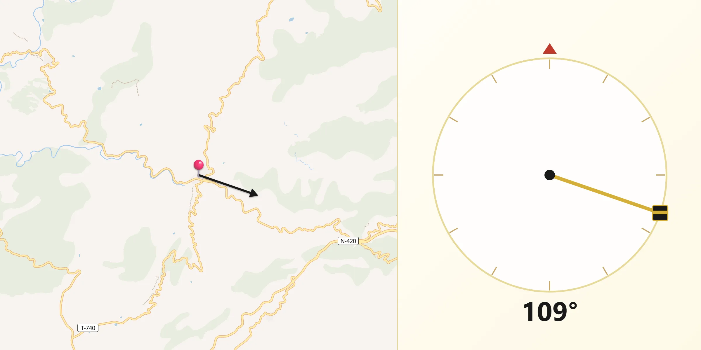 Dirección de la Qibla desde Porrera