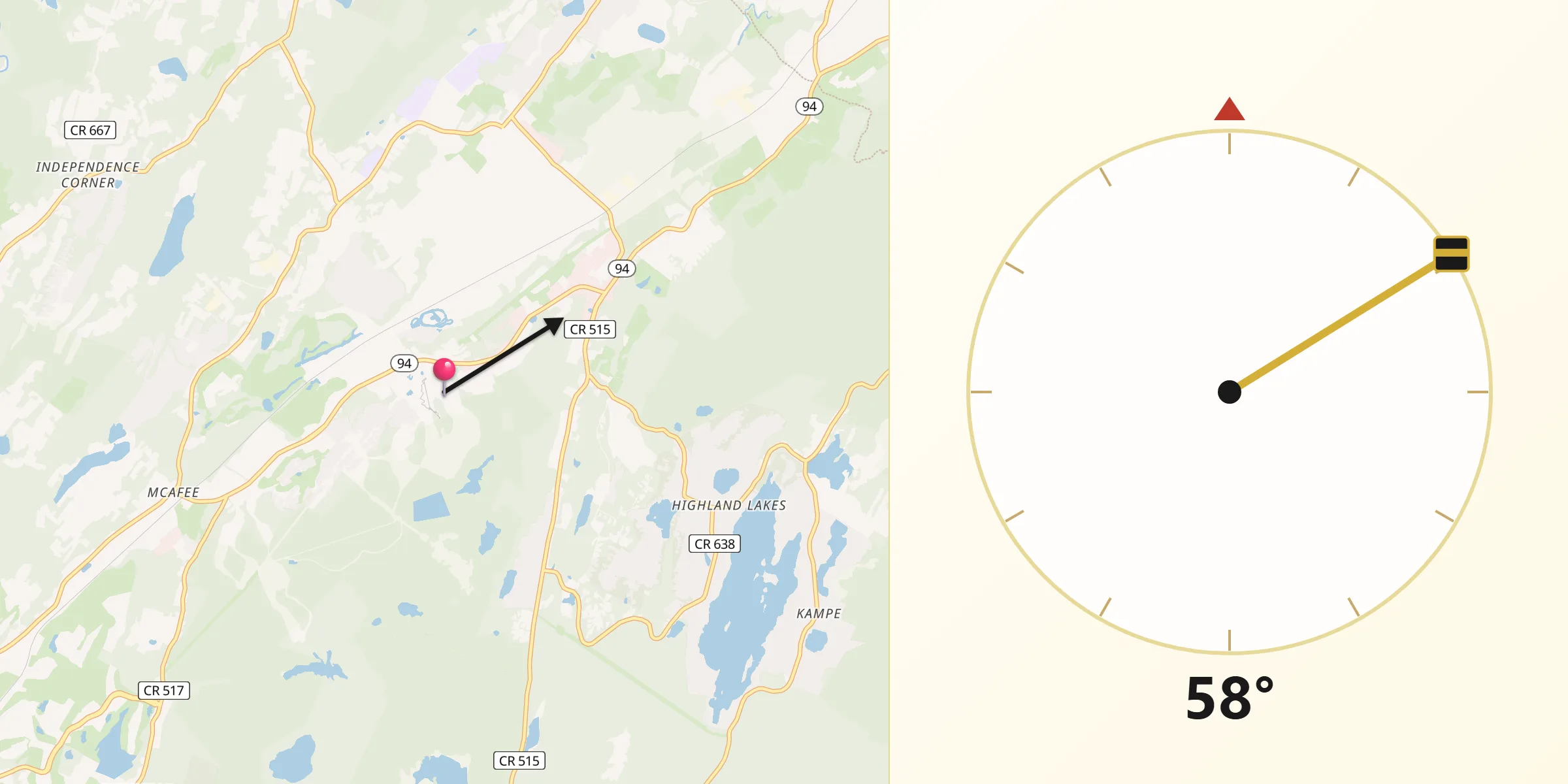 Qibla Direction from Vernon Center