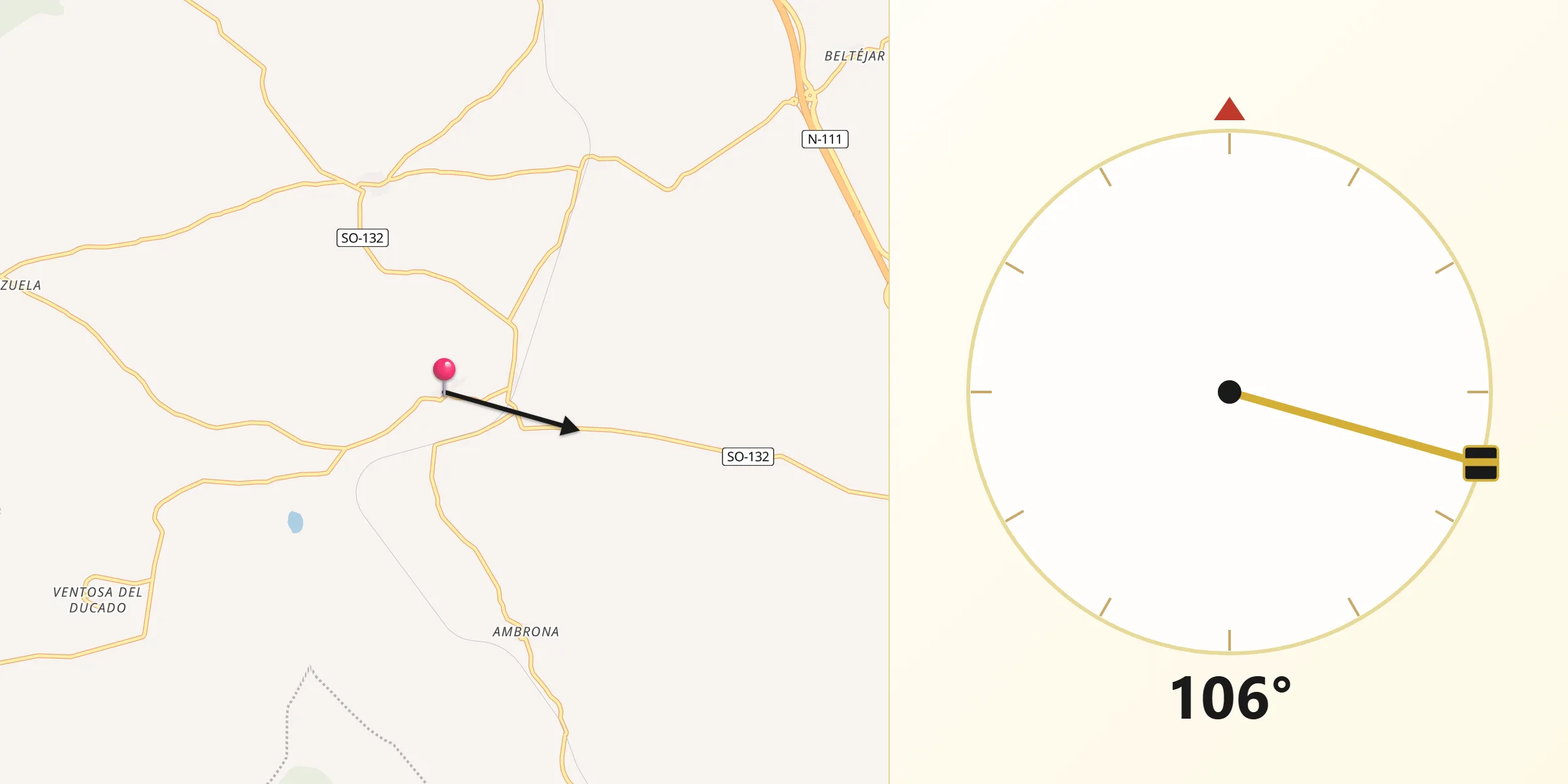 Dirección de la Qibla desde Miño de Medinaceli