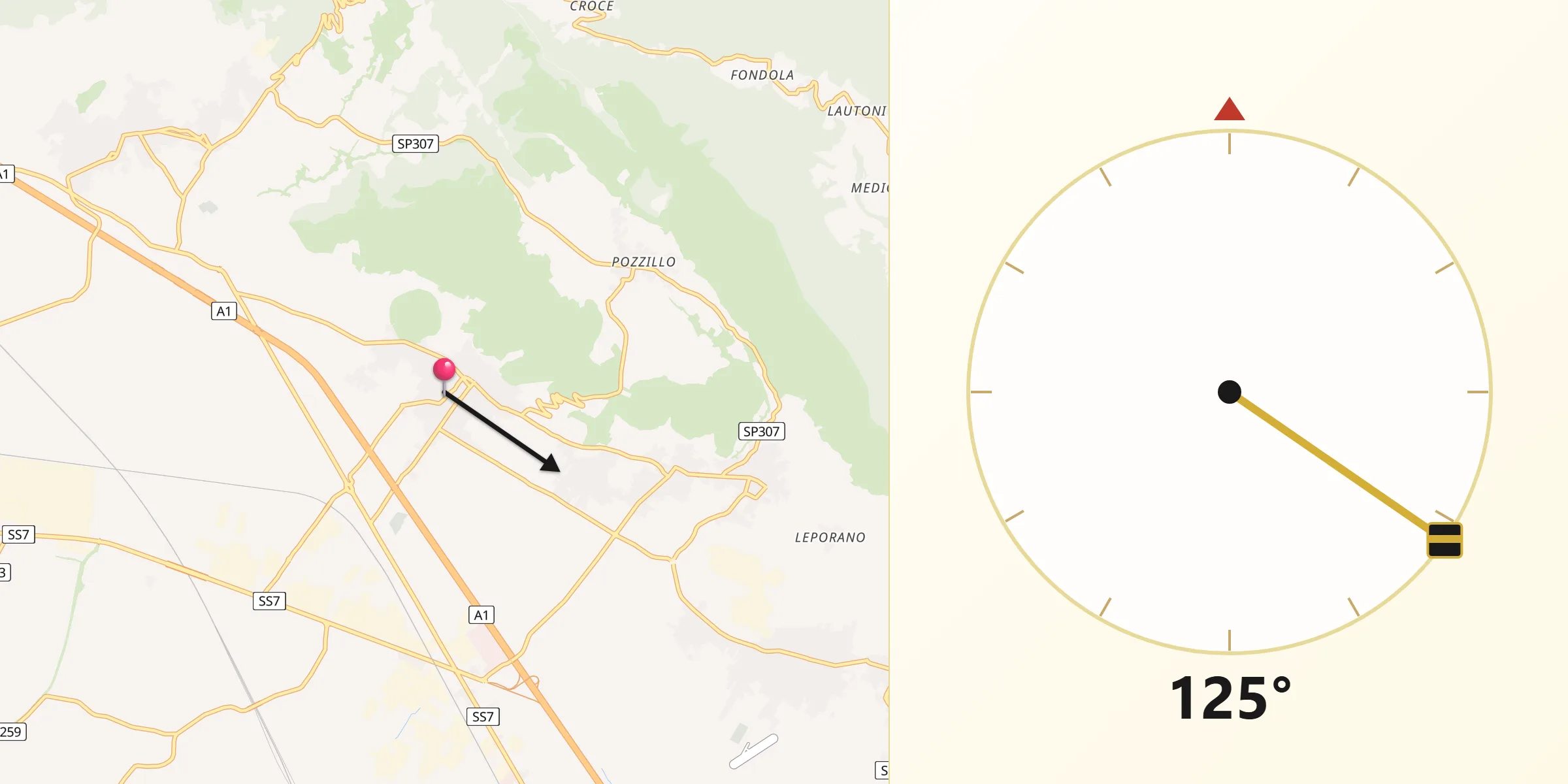Direzione della Qibla da Pignataro Maggiore