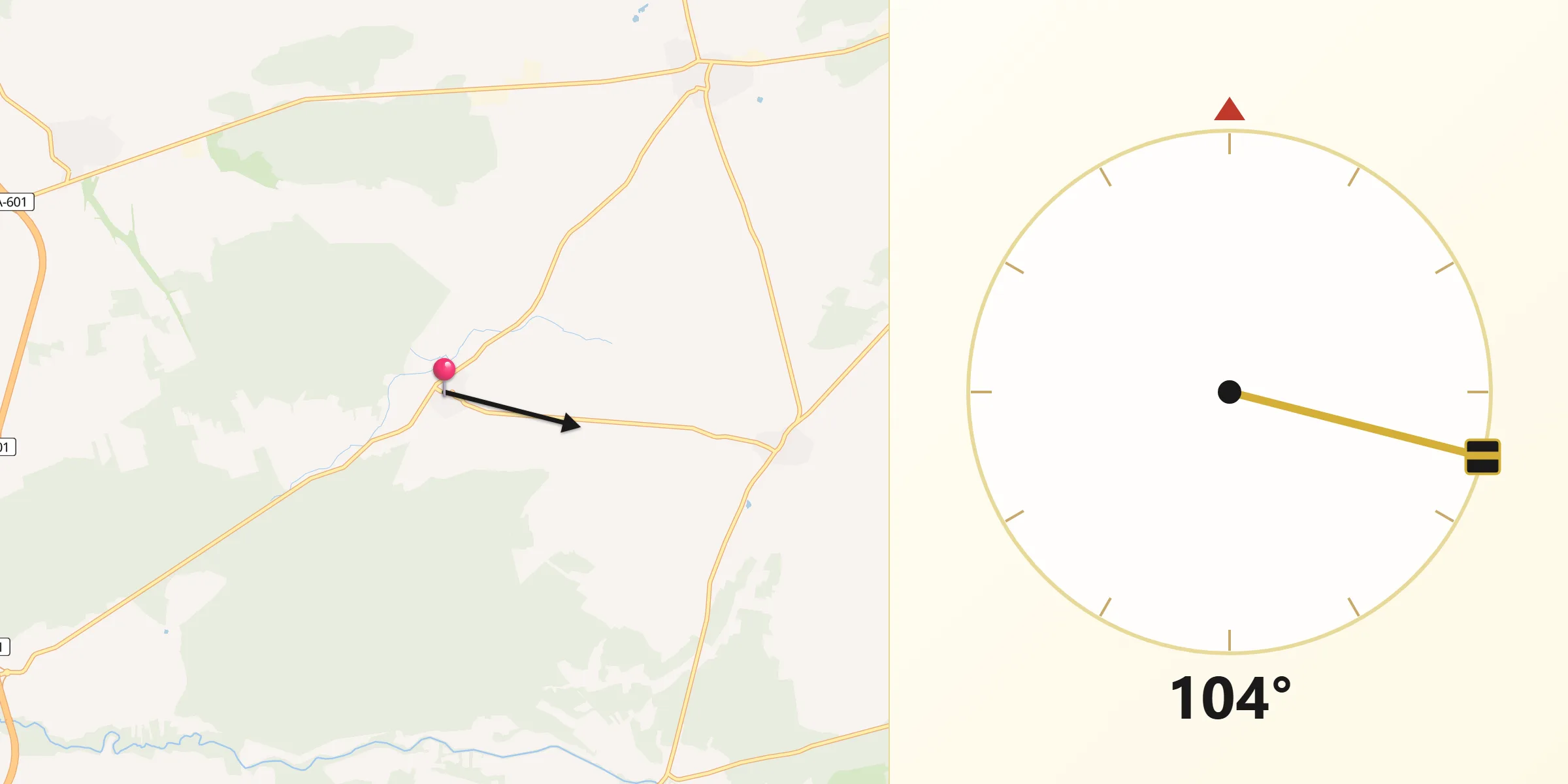 Dirección de la Qibla desde Pinarnegrillo