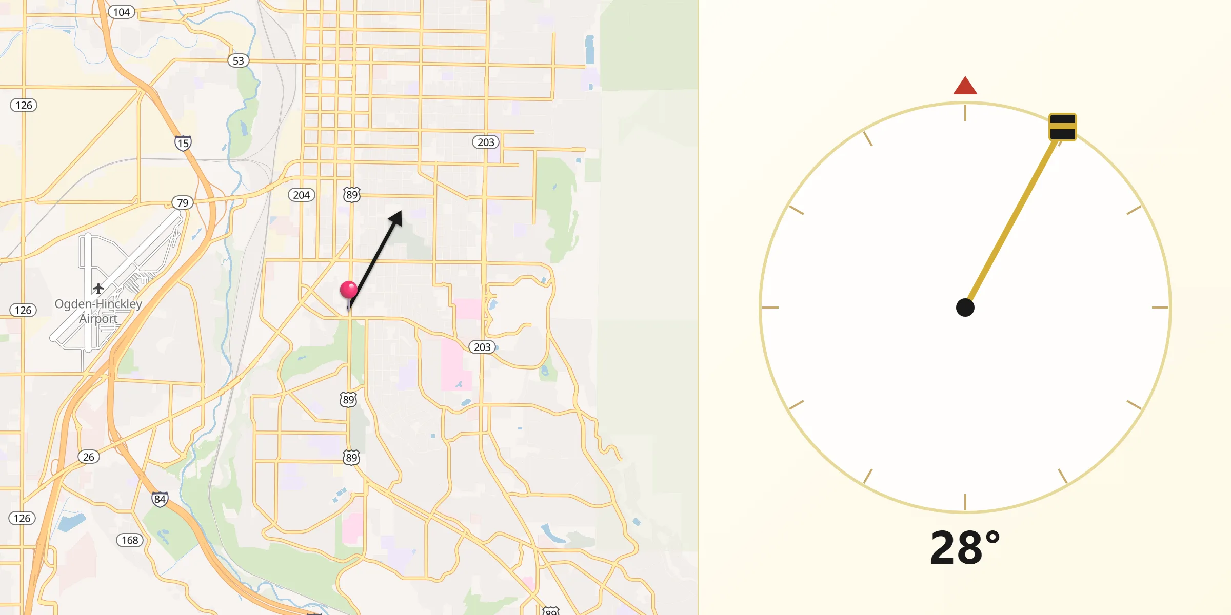 Qibla Direction from South Ogden