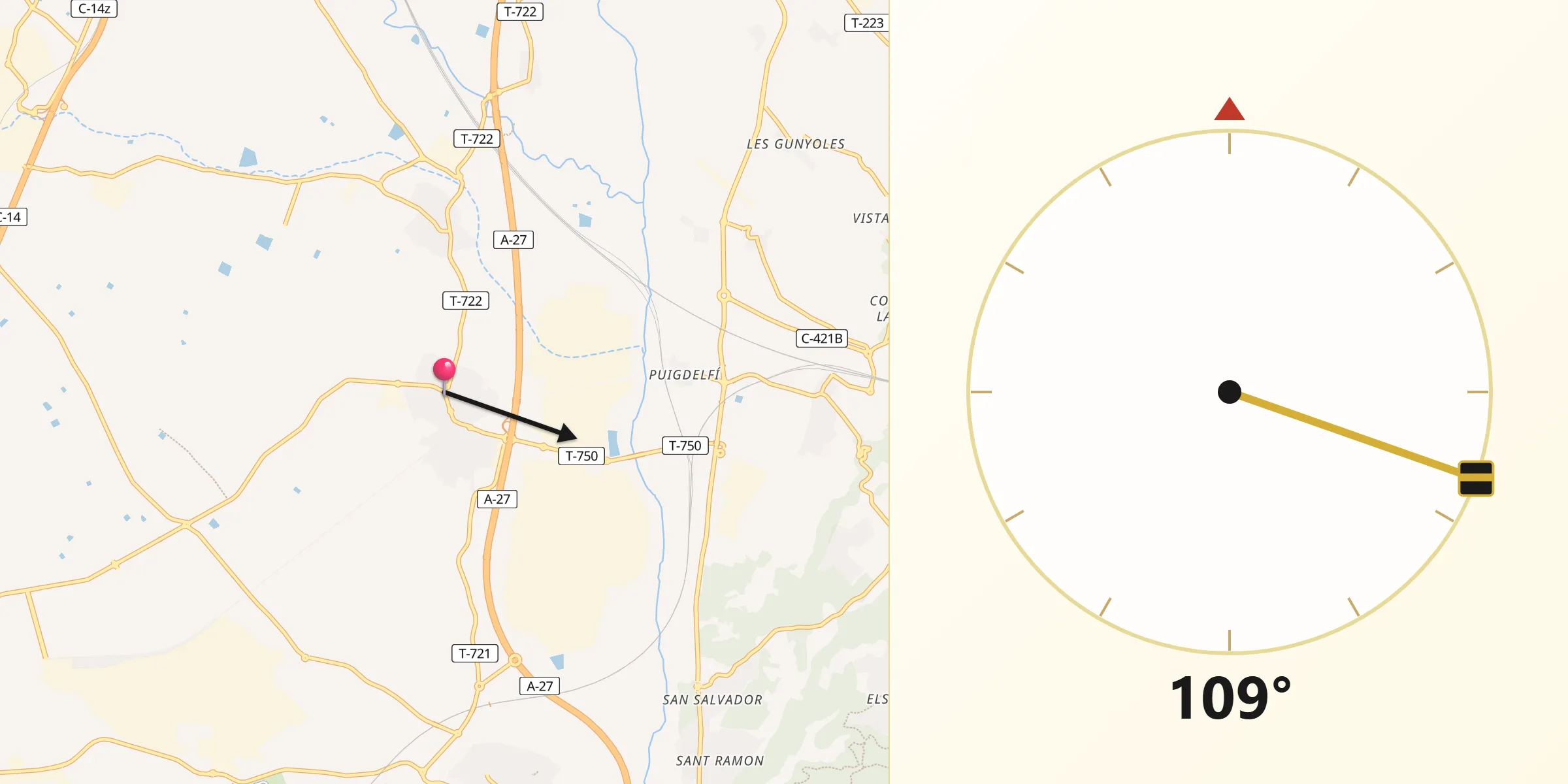Dirección de la Qibla desde Morell