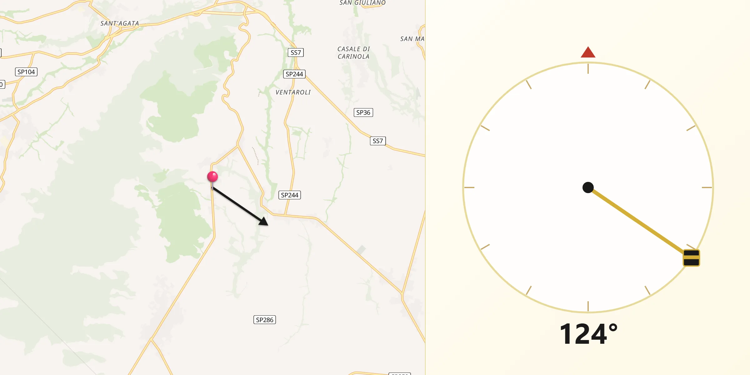 Direzione della Qibla da Casanova
