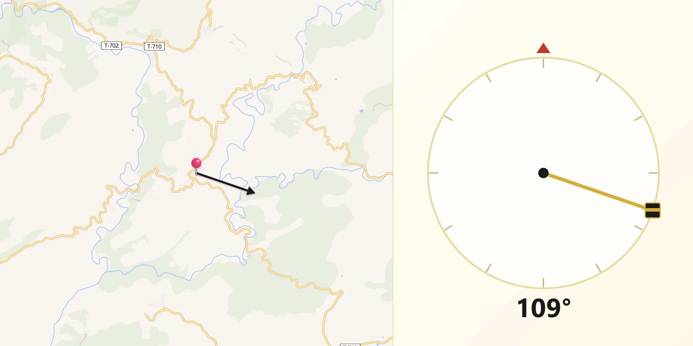 Dirección de la Qibla desde Gratallops