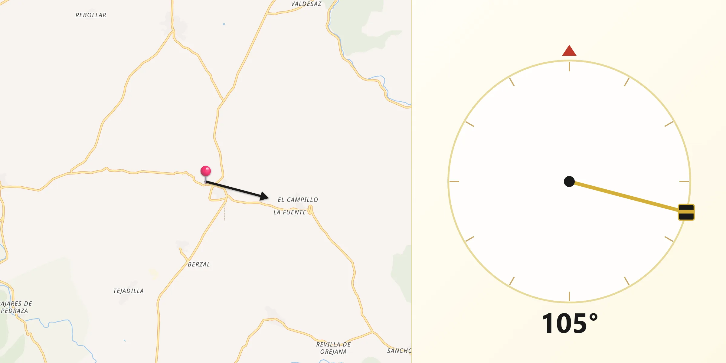Dirección de la Qibla desde La Matilla