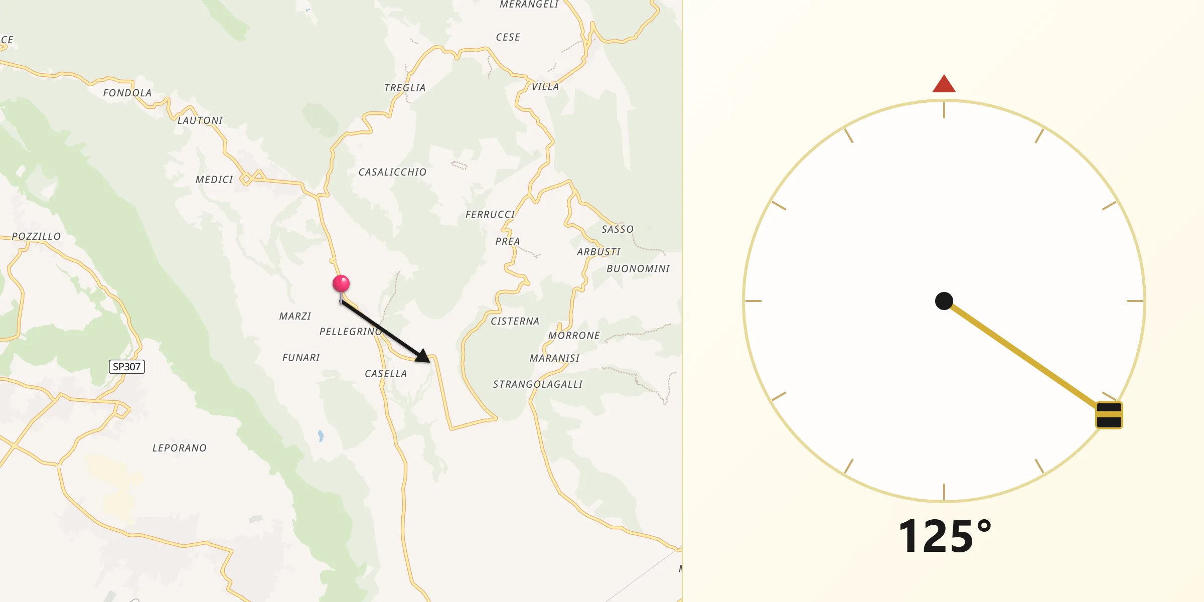 Direzione della Qibla da Pontelatone