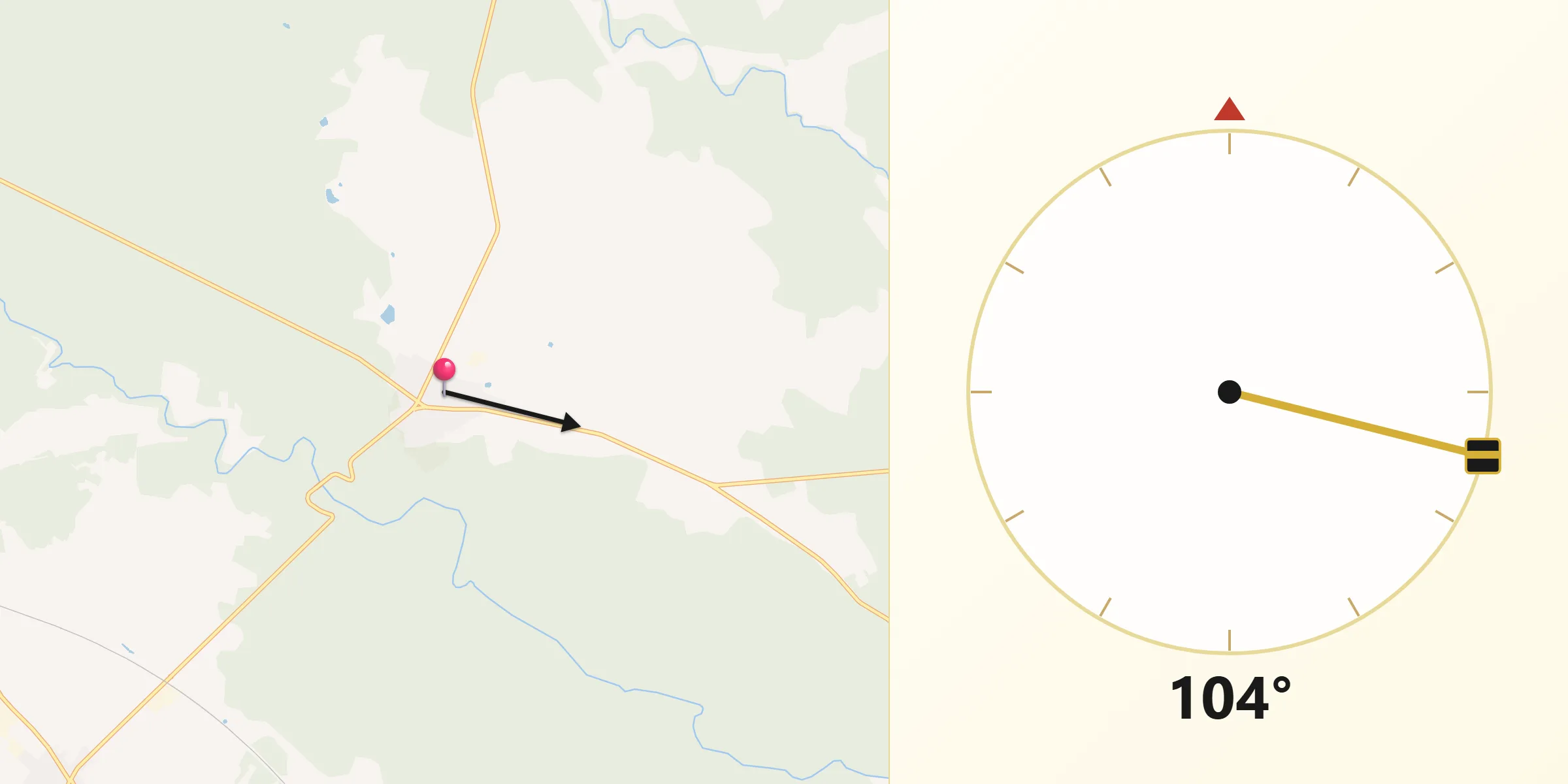 Dirección de la Qibla desde Navas de Oro