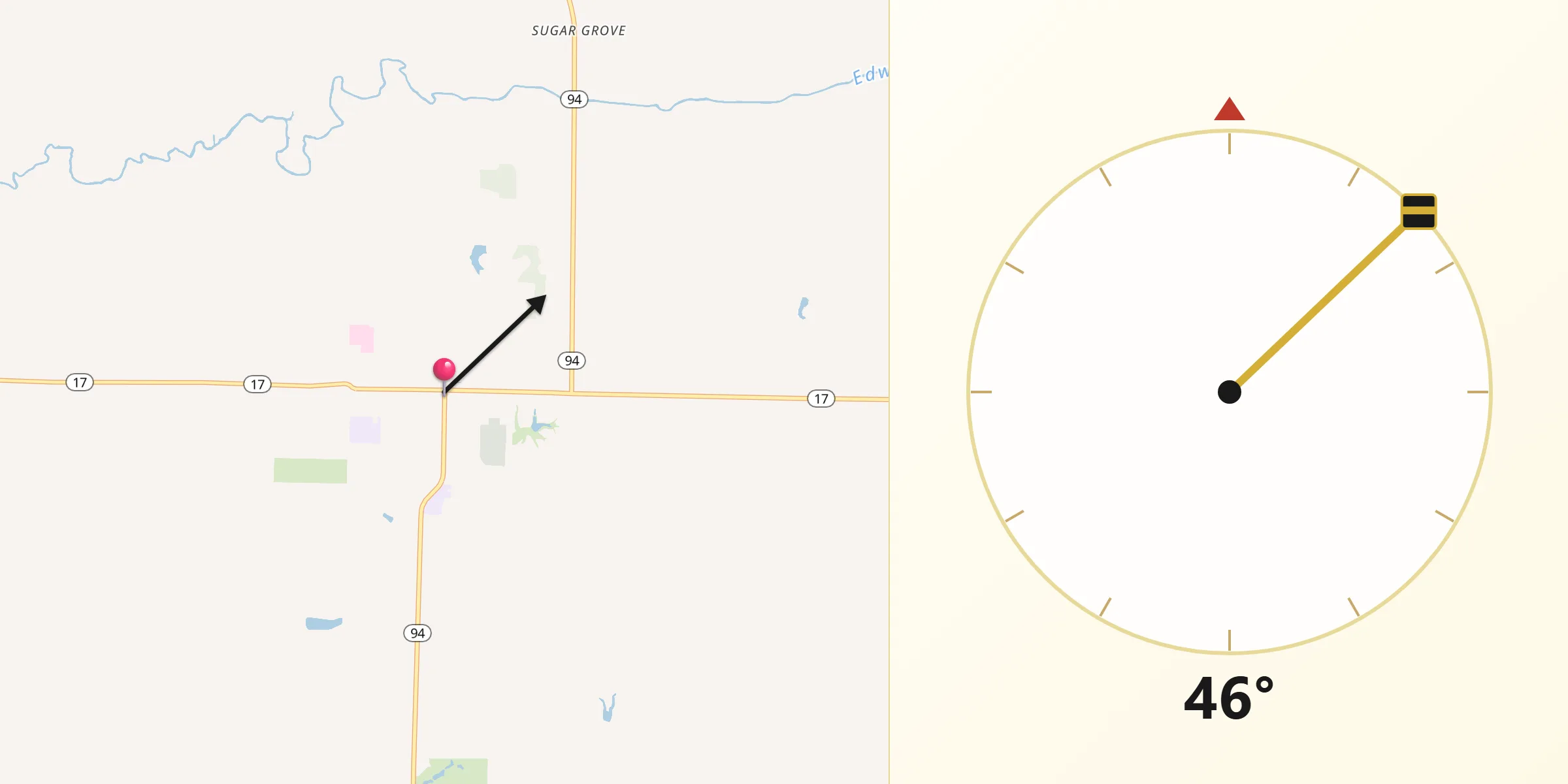 Qibla Direction from Aledo