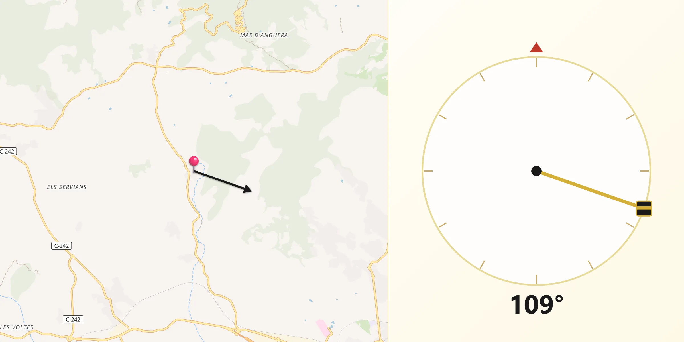 Dirección de la Qibla desde Aleixar