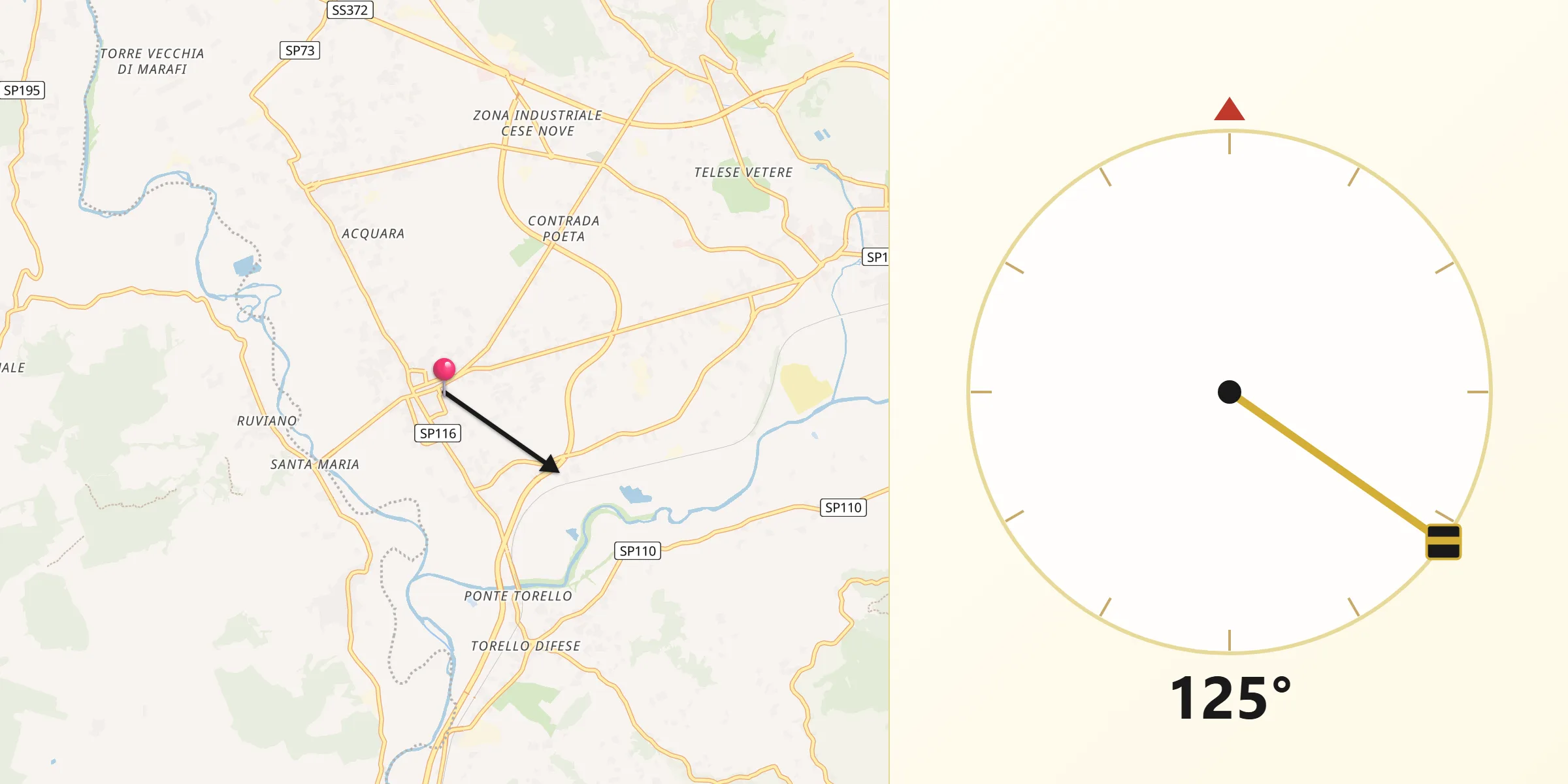 Direzione della Qibla da Amorosi