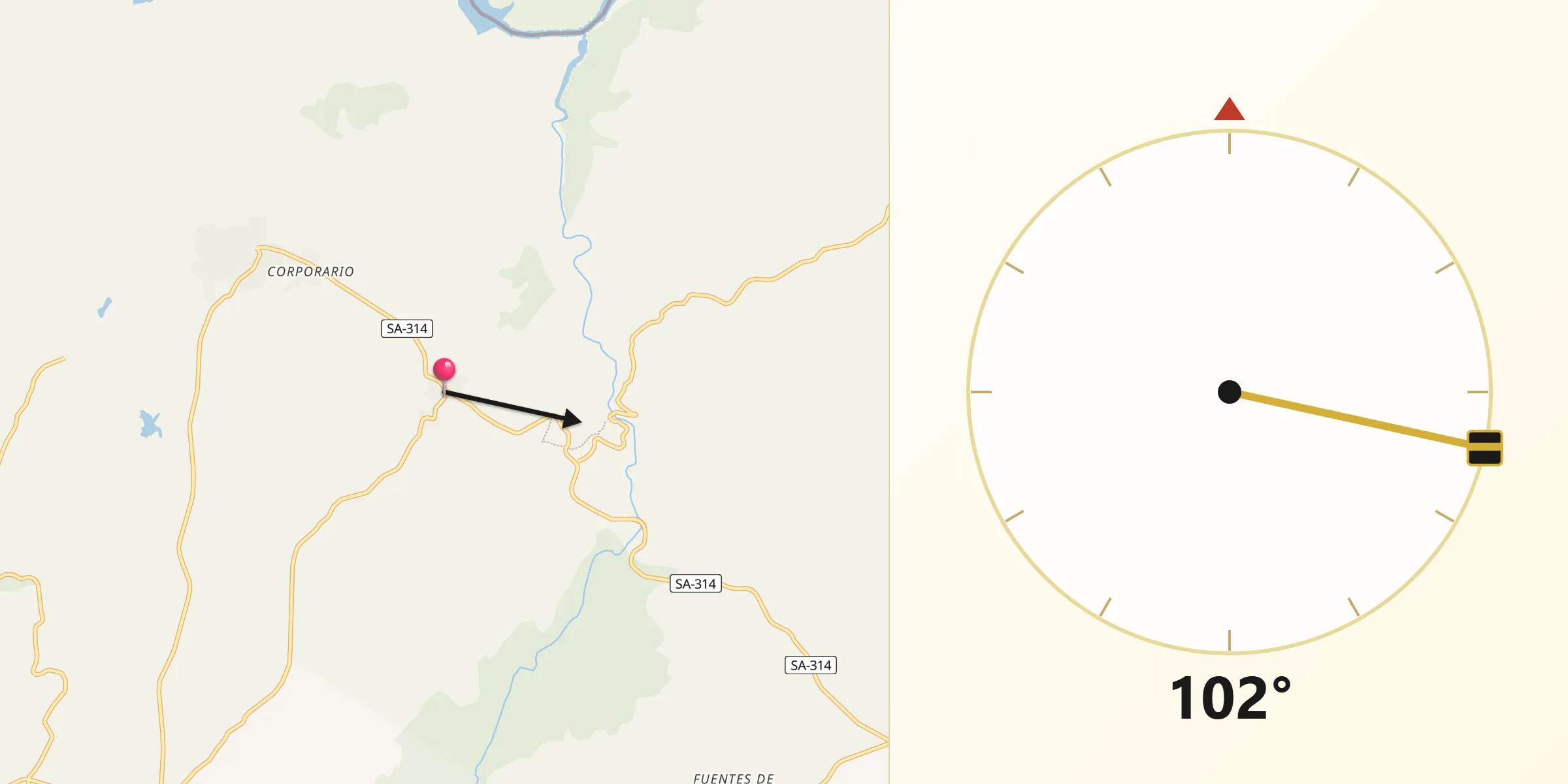 Dirección de la Qibla desde Masueco
