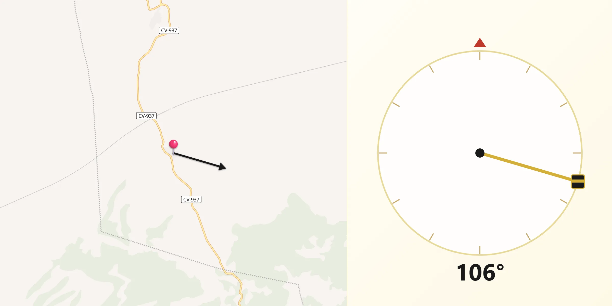 Dirección de la Qibla desde Alconchel de Ariza