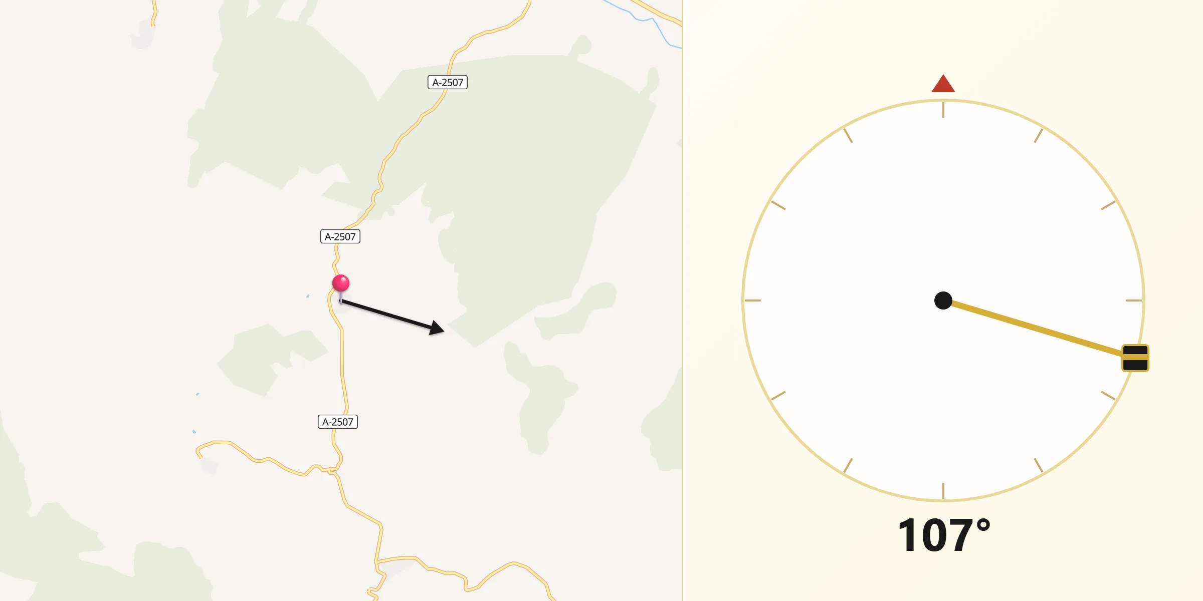 Dirección de la Qibla desde Alarba