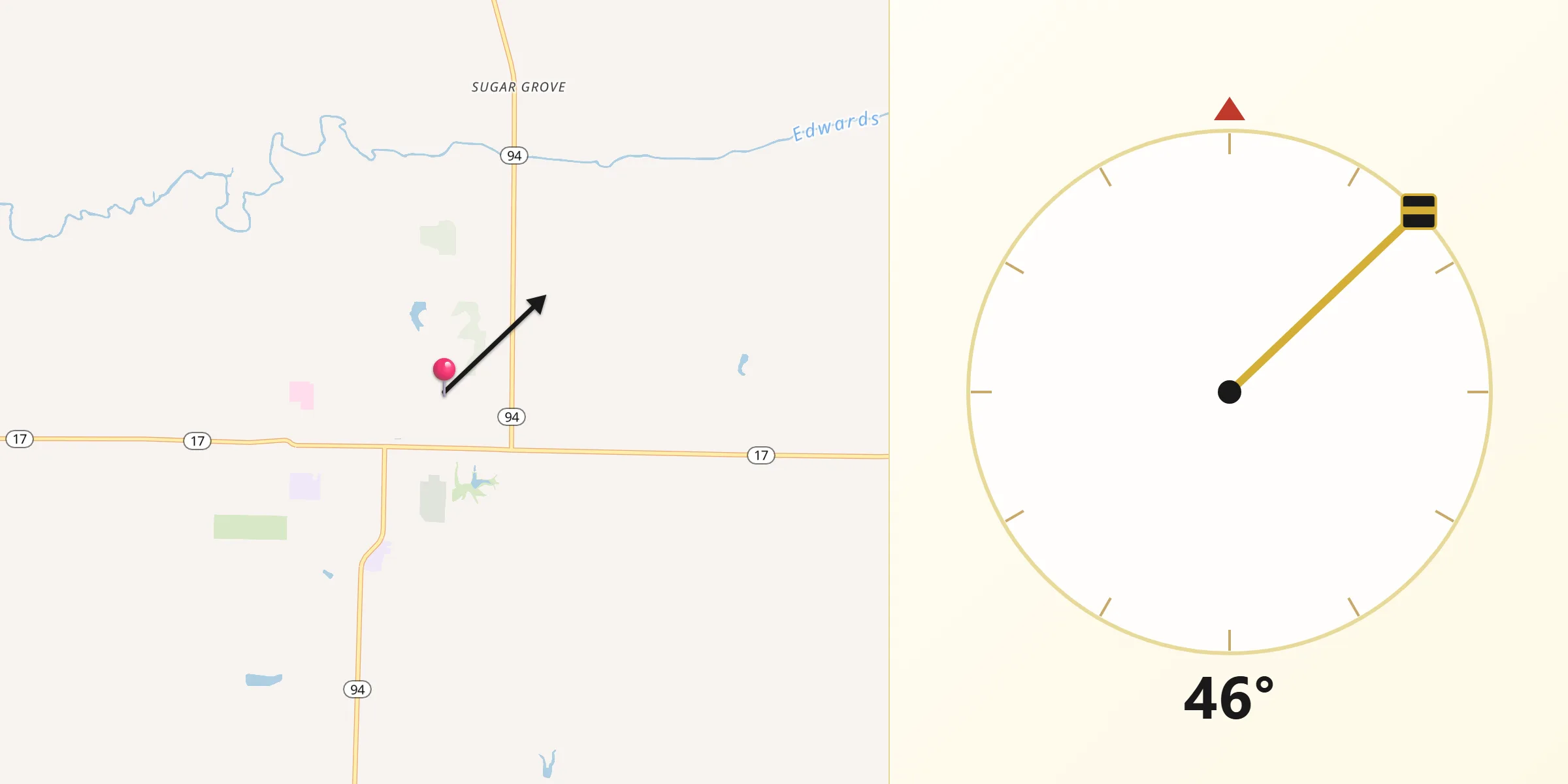Qibla Direction from Mercer County